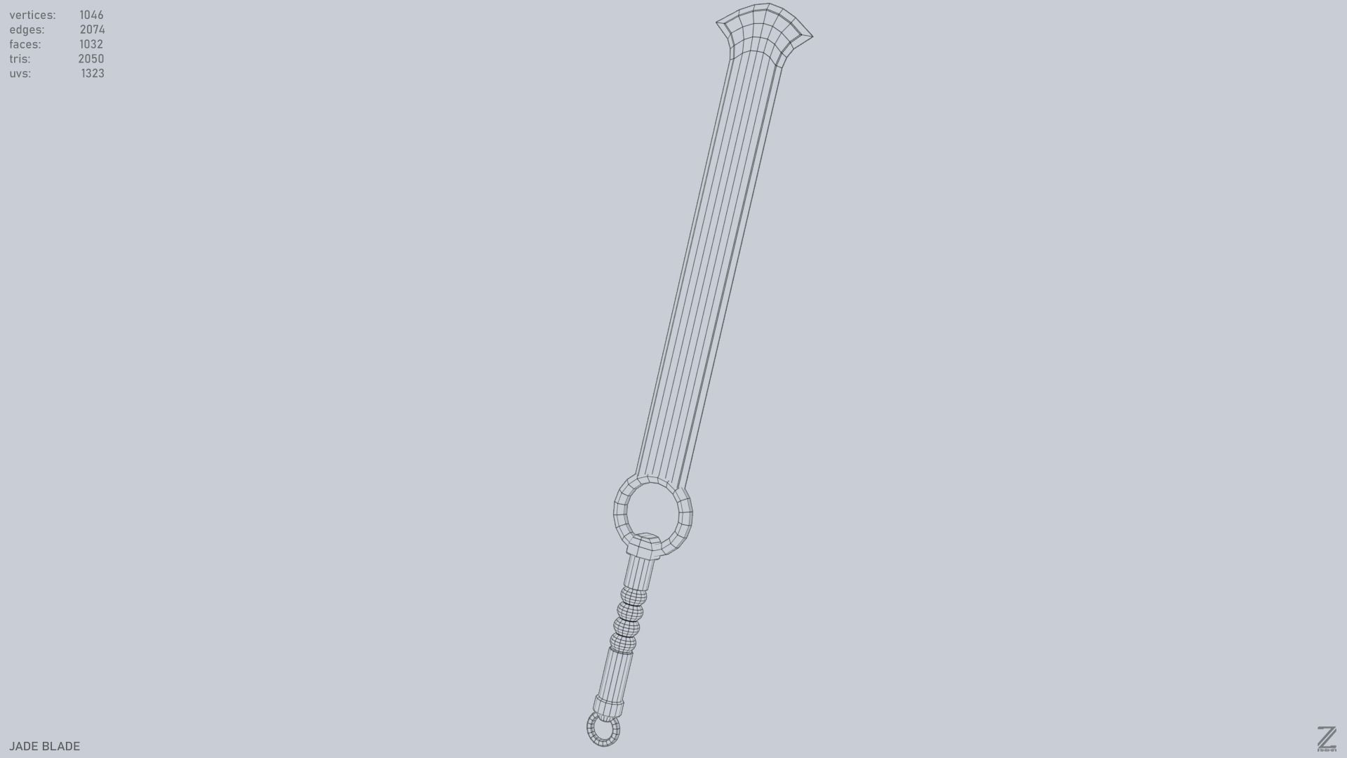 Jade blade Low-poly 3D model_15