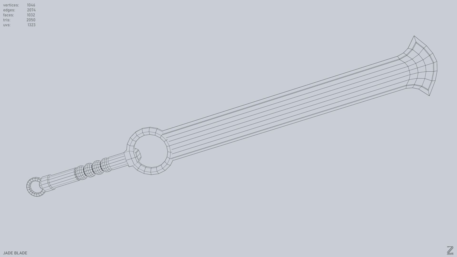 Jade blade Low-poly 3D model_13