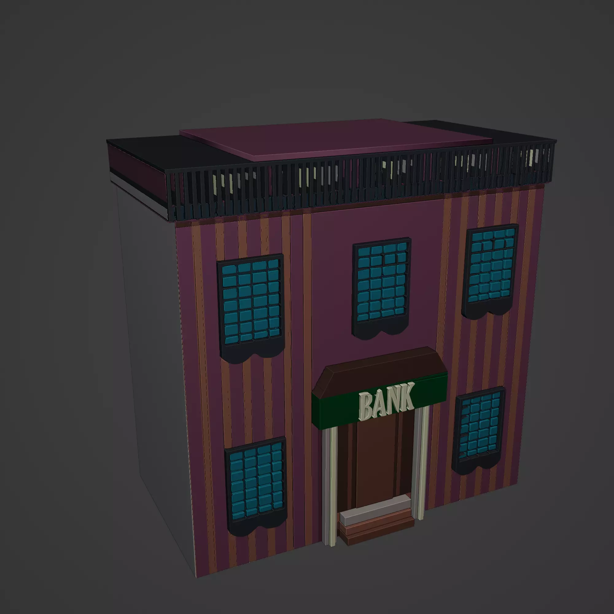 Western Building Bank Low-poly 3D model_0