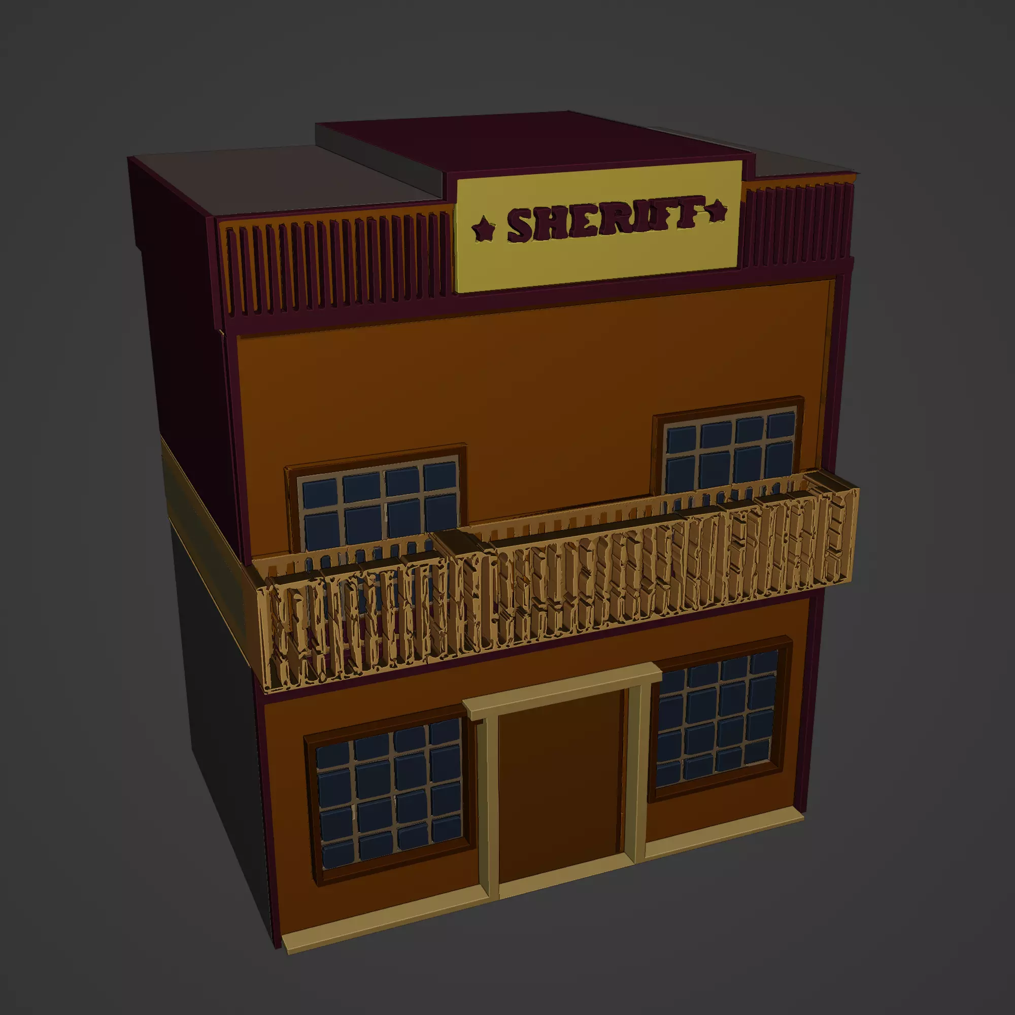 Western Building Sheriff Low-poly 3D model_0
