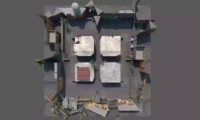 Favela Map - Cs Iceworld Layout - Mobile Compatible Game Ready Low-poly 3D model