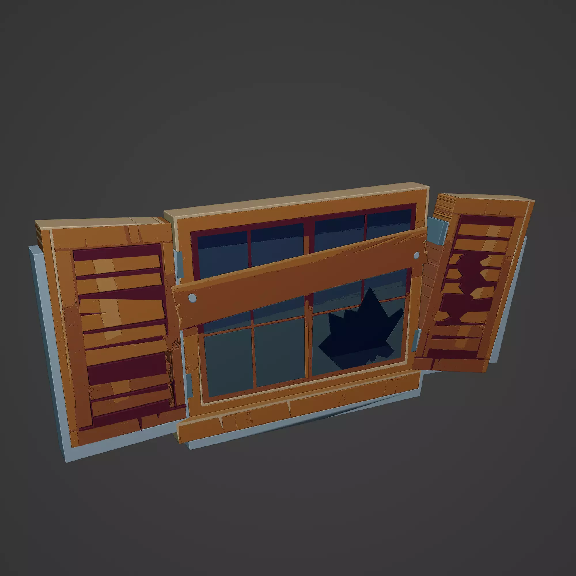Medieval Window Low-poly 3D model_0