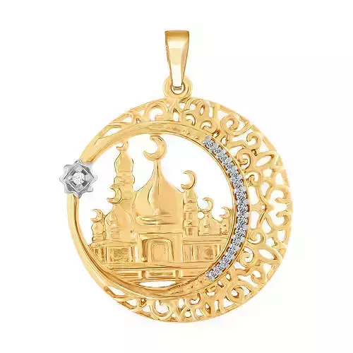 muslim crescent moon pendant Islamic Mosque 1067