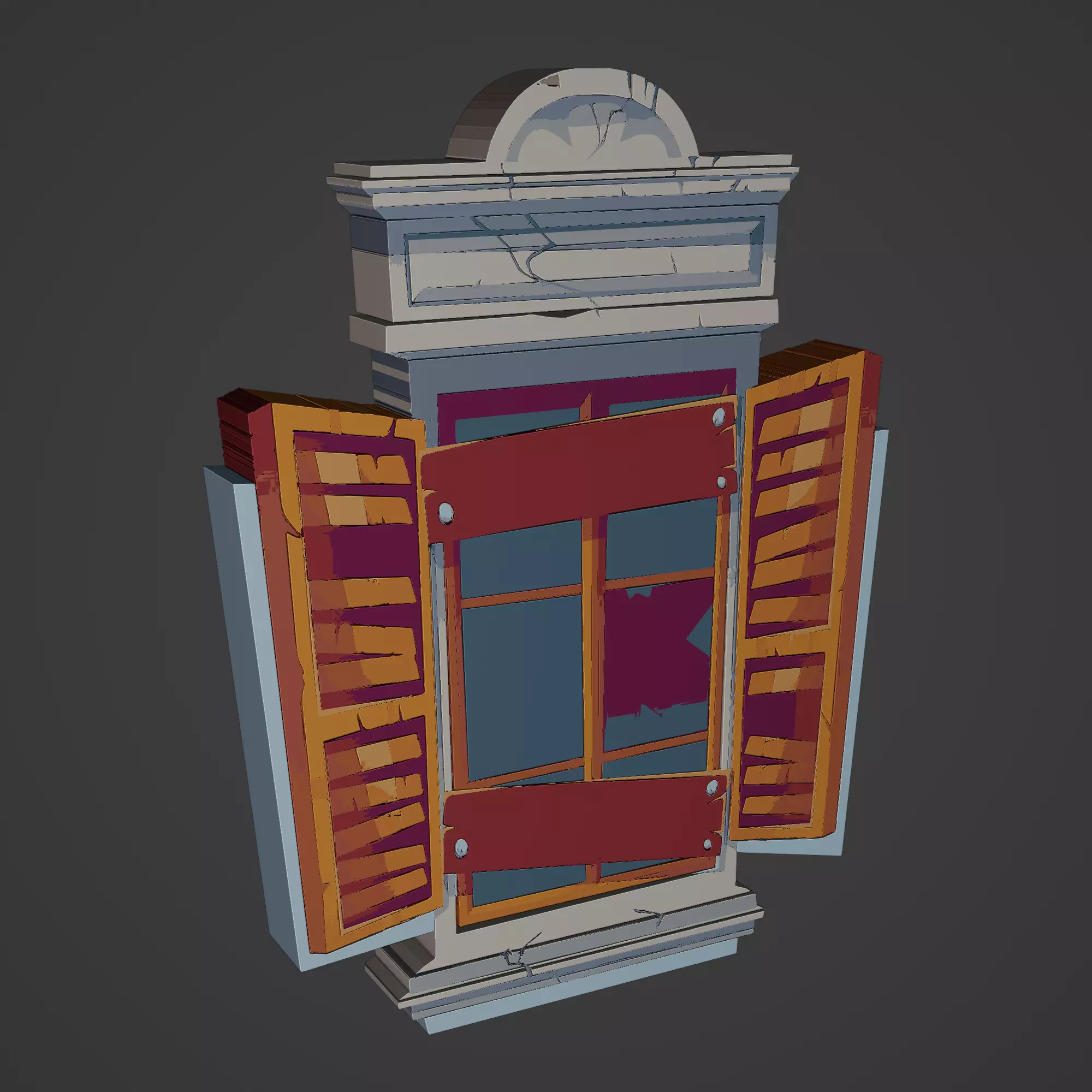 Medieval Window Low-poly 3D model_0