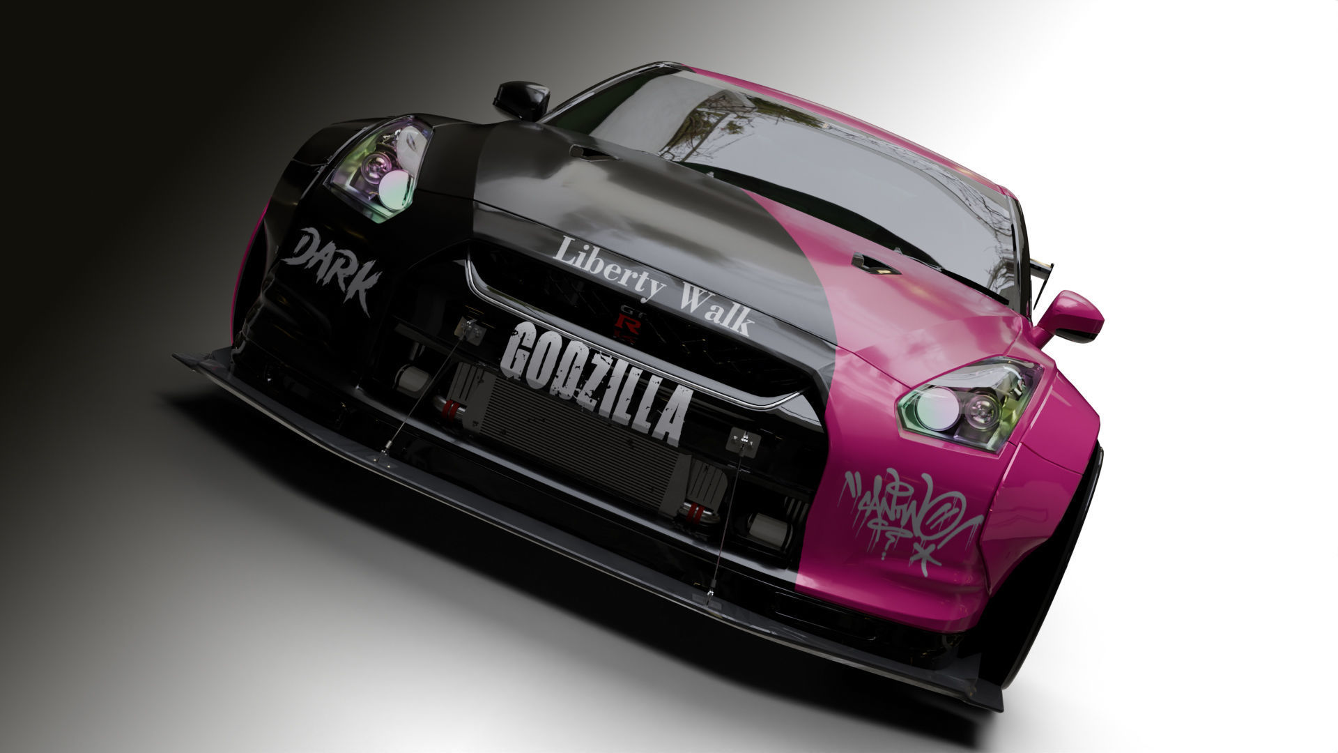 Nissan GTR R35 LB  Low-poly 3D model_30