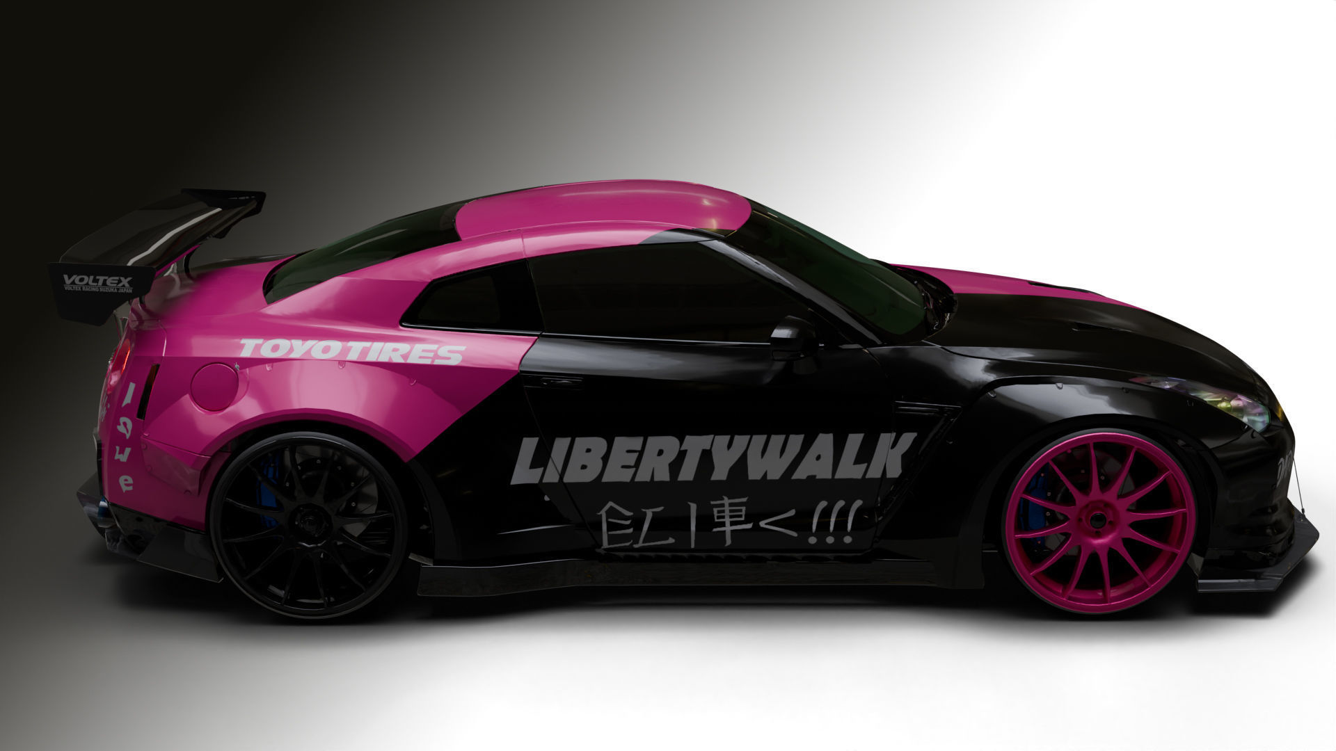 Nissan GTR R35 LB  Low-poly 3D model_4