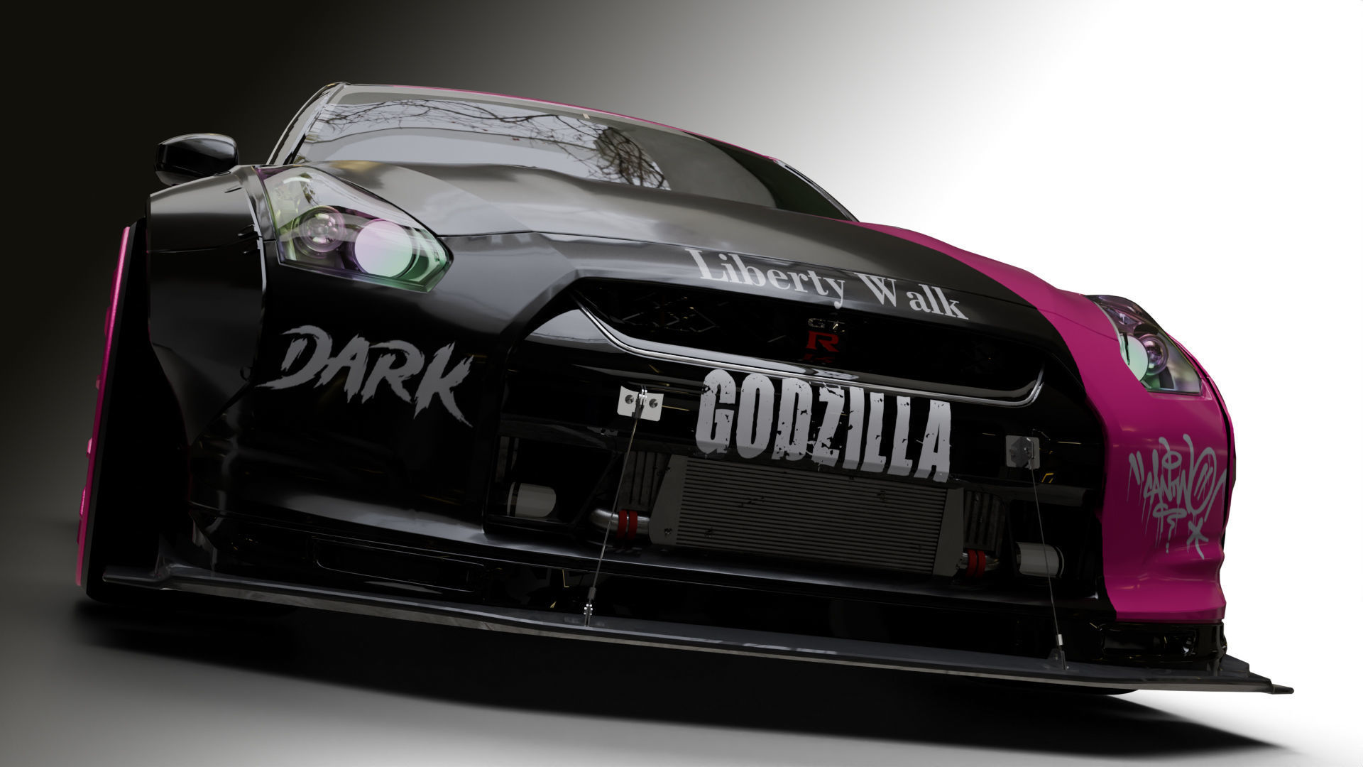 Nissan GTR R35 LB  Low-poly 3D model_26