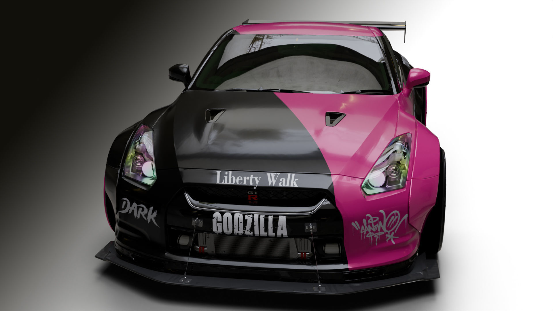 Nissan GTR R35 LB  Low-poly 3D model_8