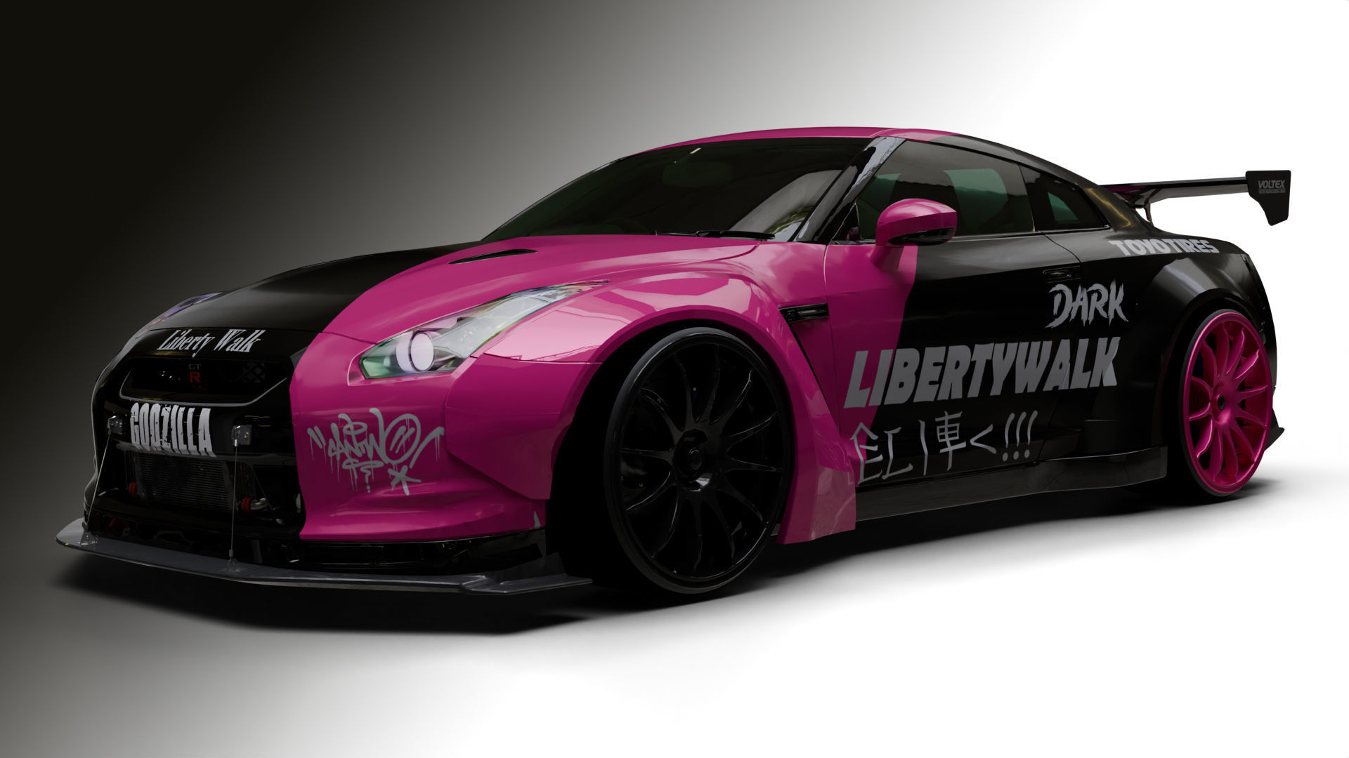 Nissan GTR R35 LB  Low-poly 3D model_9