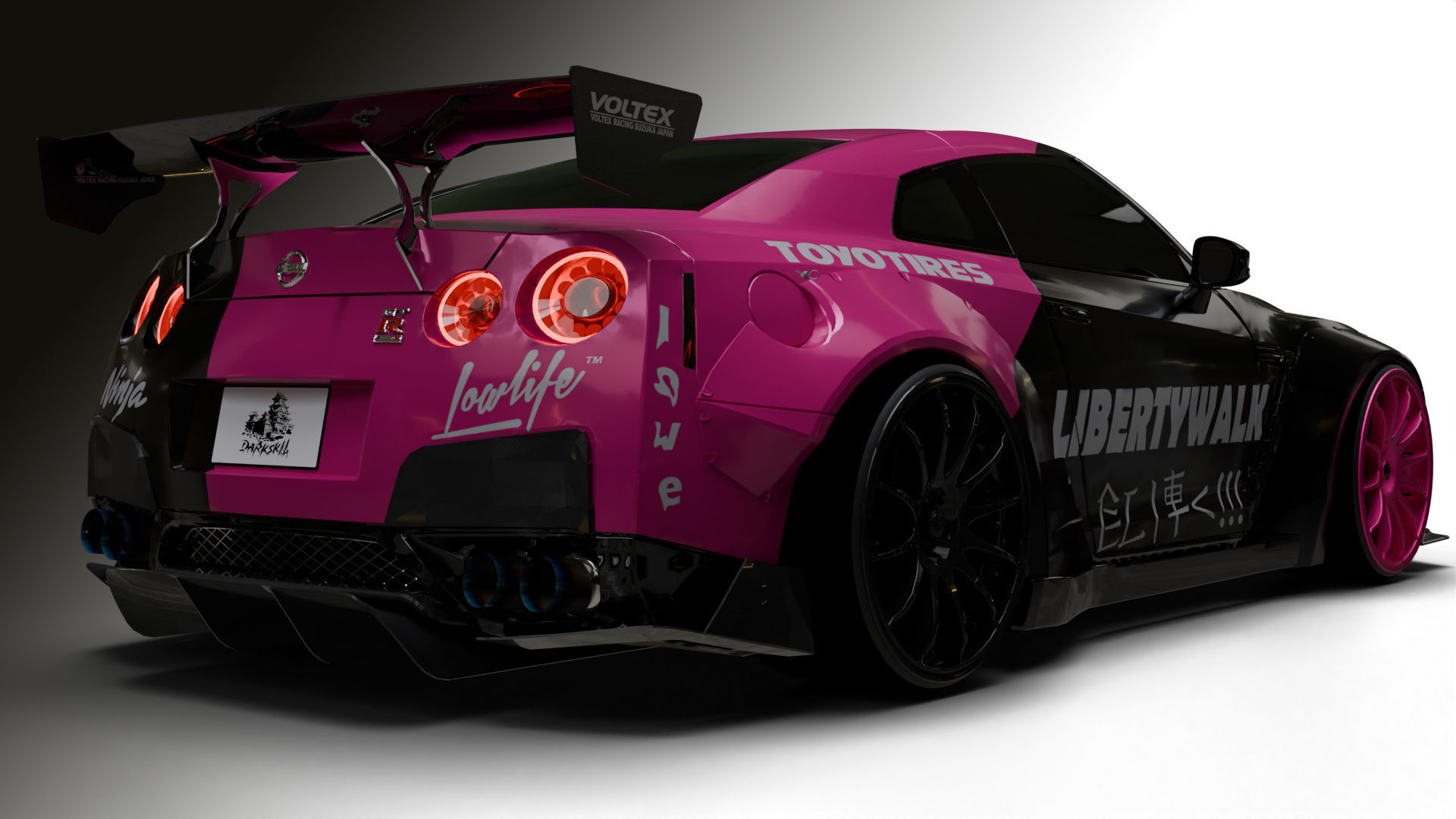Nissan GTR R35 LB  Low-poly 3D model_17