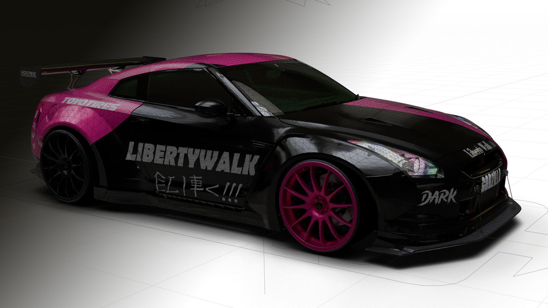 Nissan GTR R35 LB  Low-poly 3D model_31