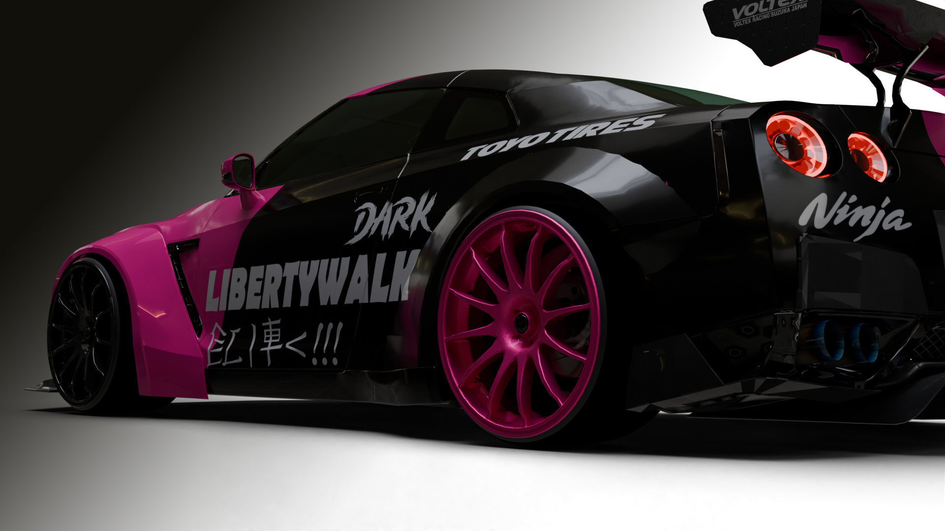 Nissan GTR R35 LB  Low-poly 3D model_14