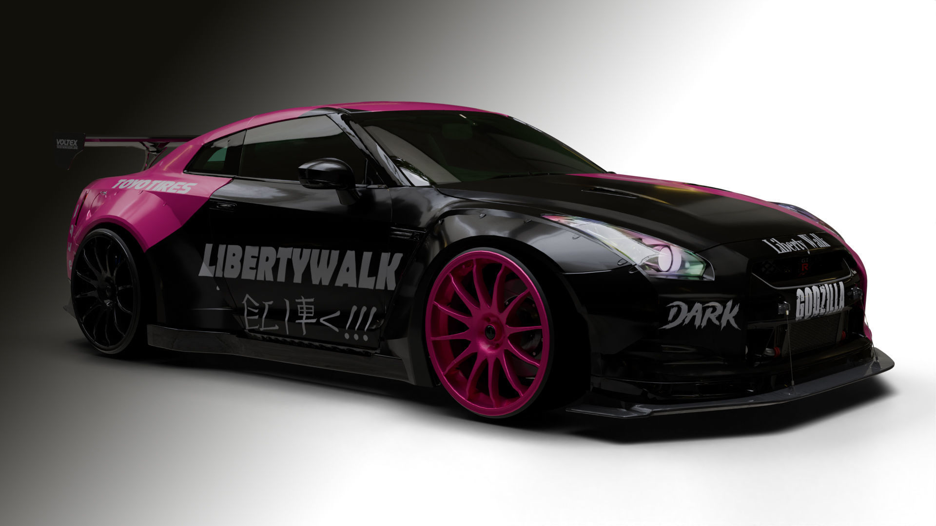 Nissan GTR R35 LB  Low-poly 3D model_3