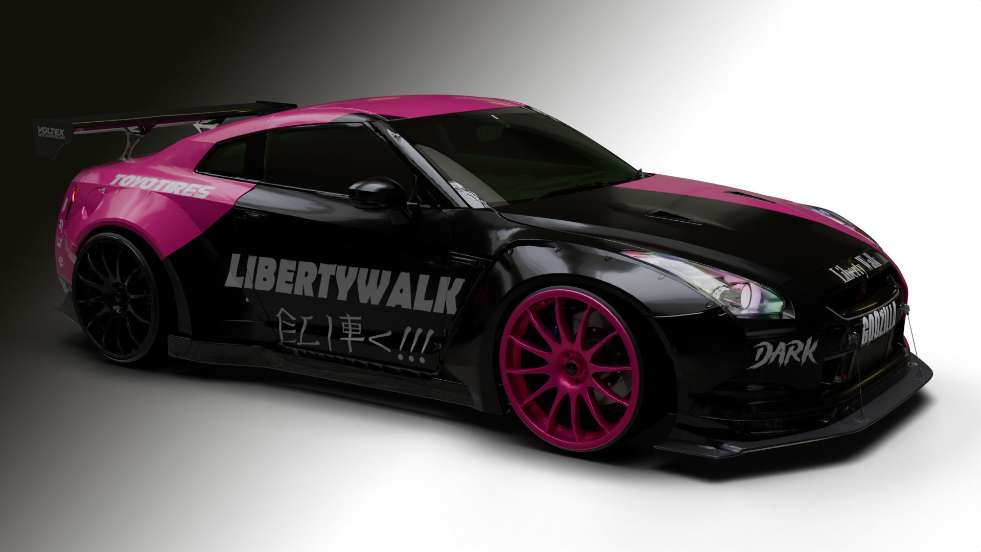 Nissan GTR R35 LB  Low-poly 3D model_13