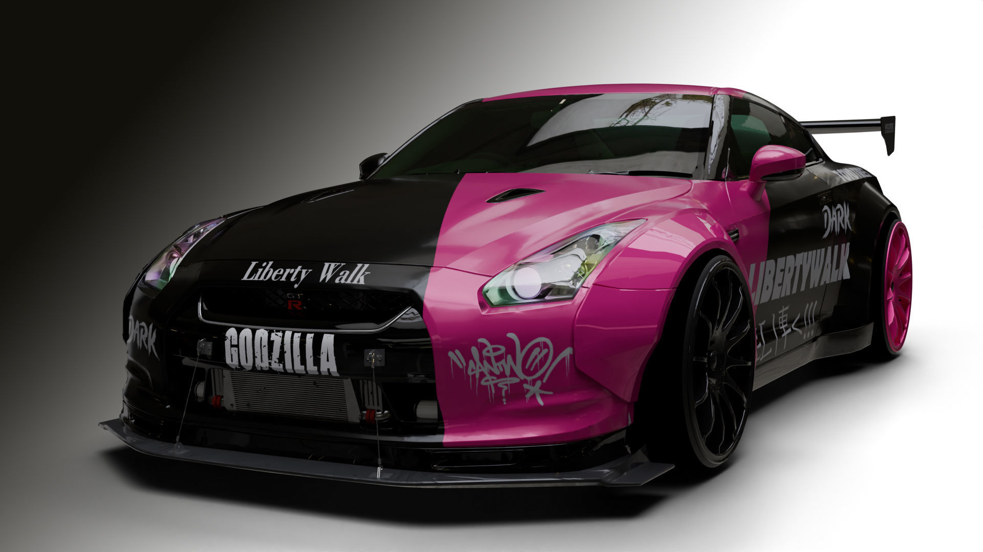 Nissan GTR R35 LB  Low-poly 3D model_1