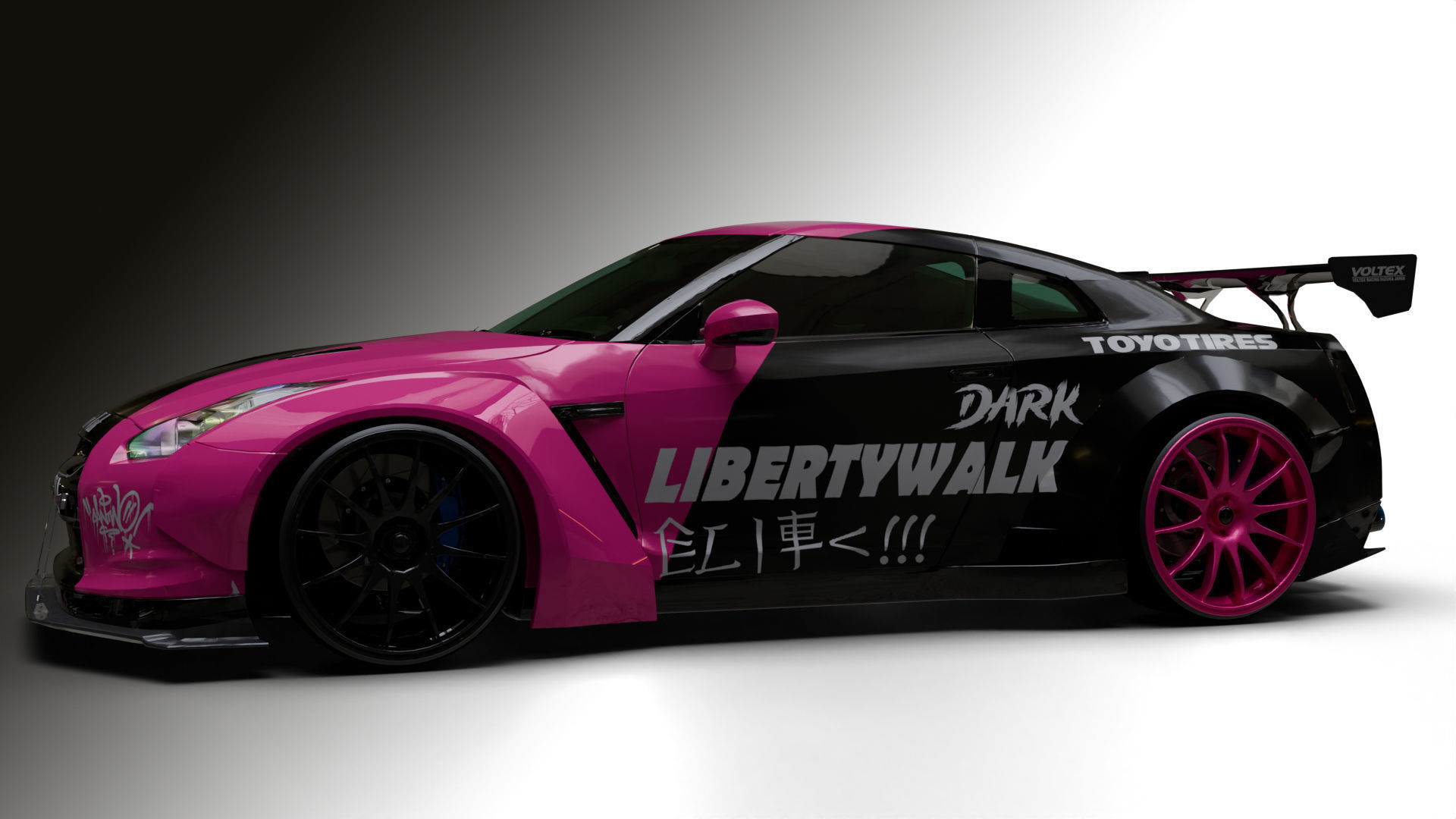 Nissan GTR R35 LB  Low-poly 3D model_12