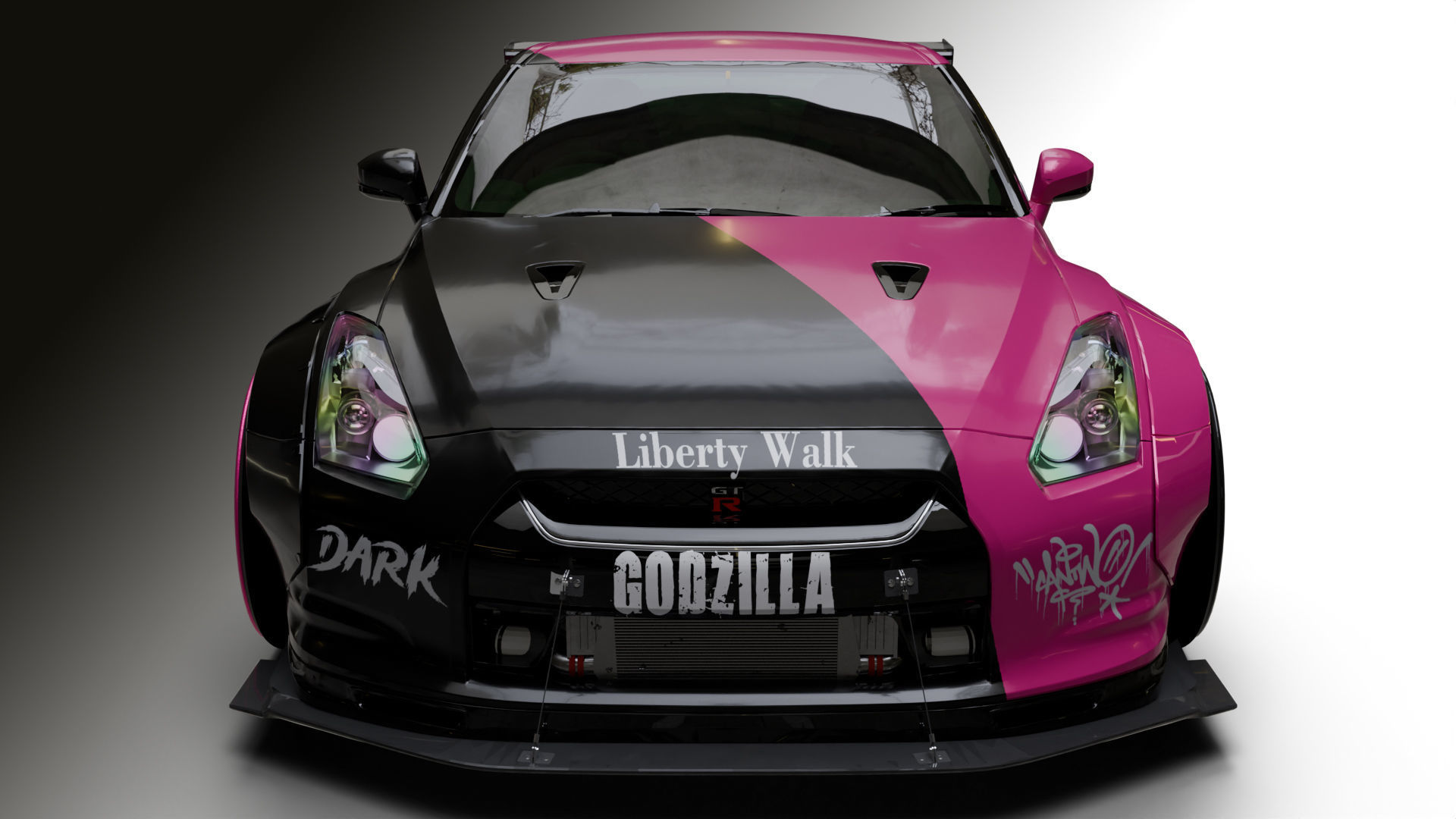 Nissan GTR R35 LB  Low-poly 3D model_10