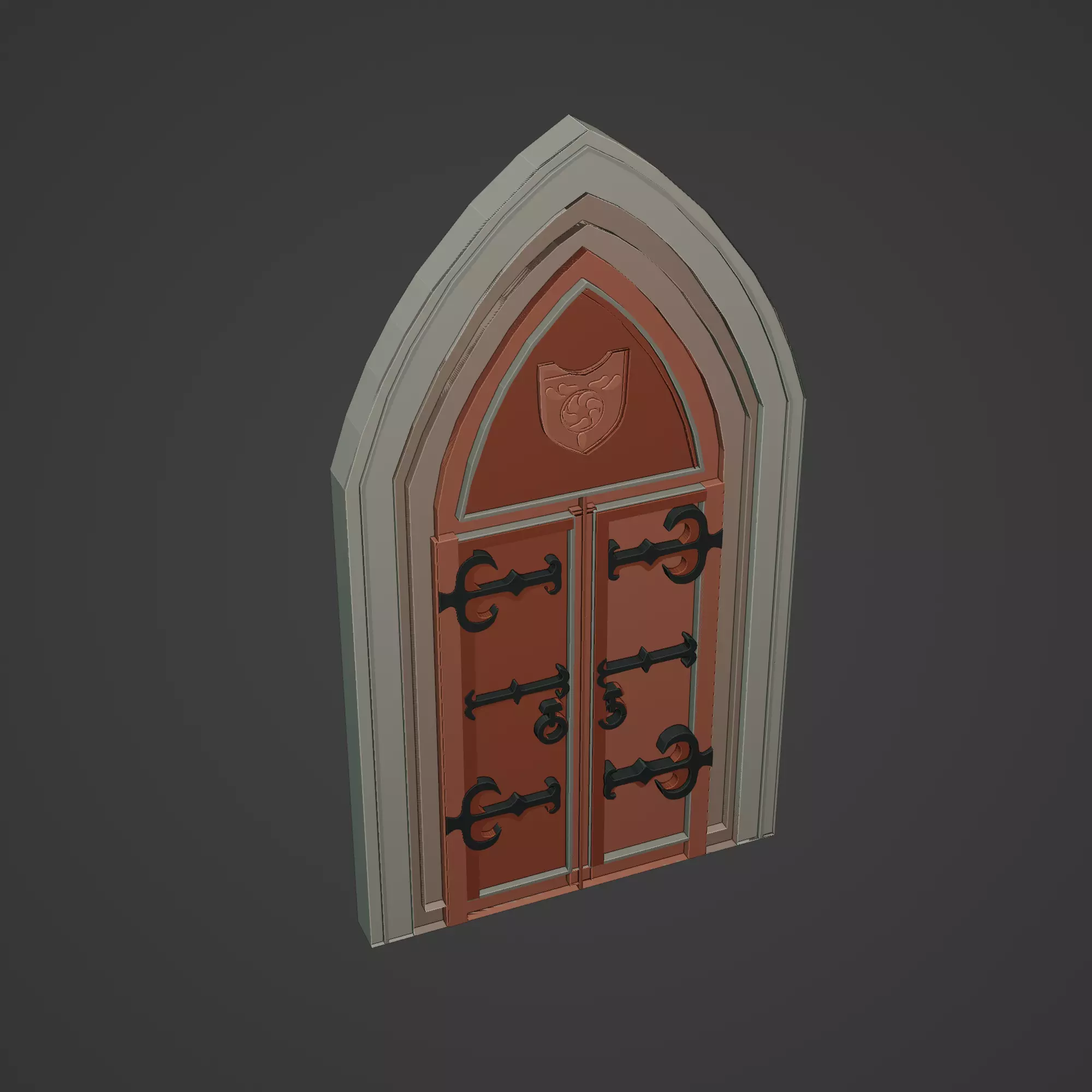 Medieval Door Low-poly 3D model_0