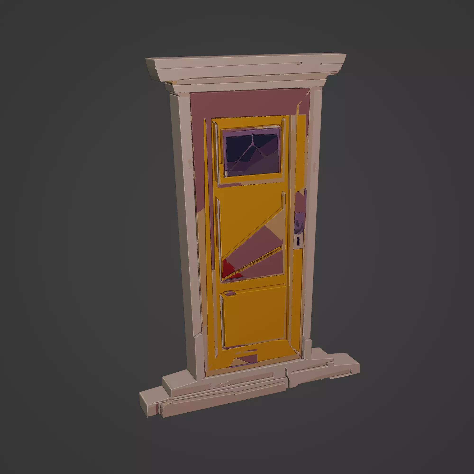 Medieval Door Low-poly 3D model_0