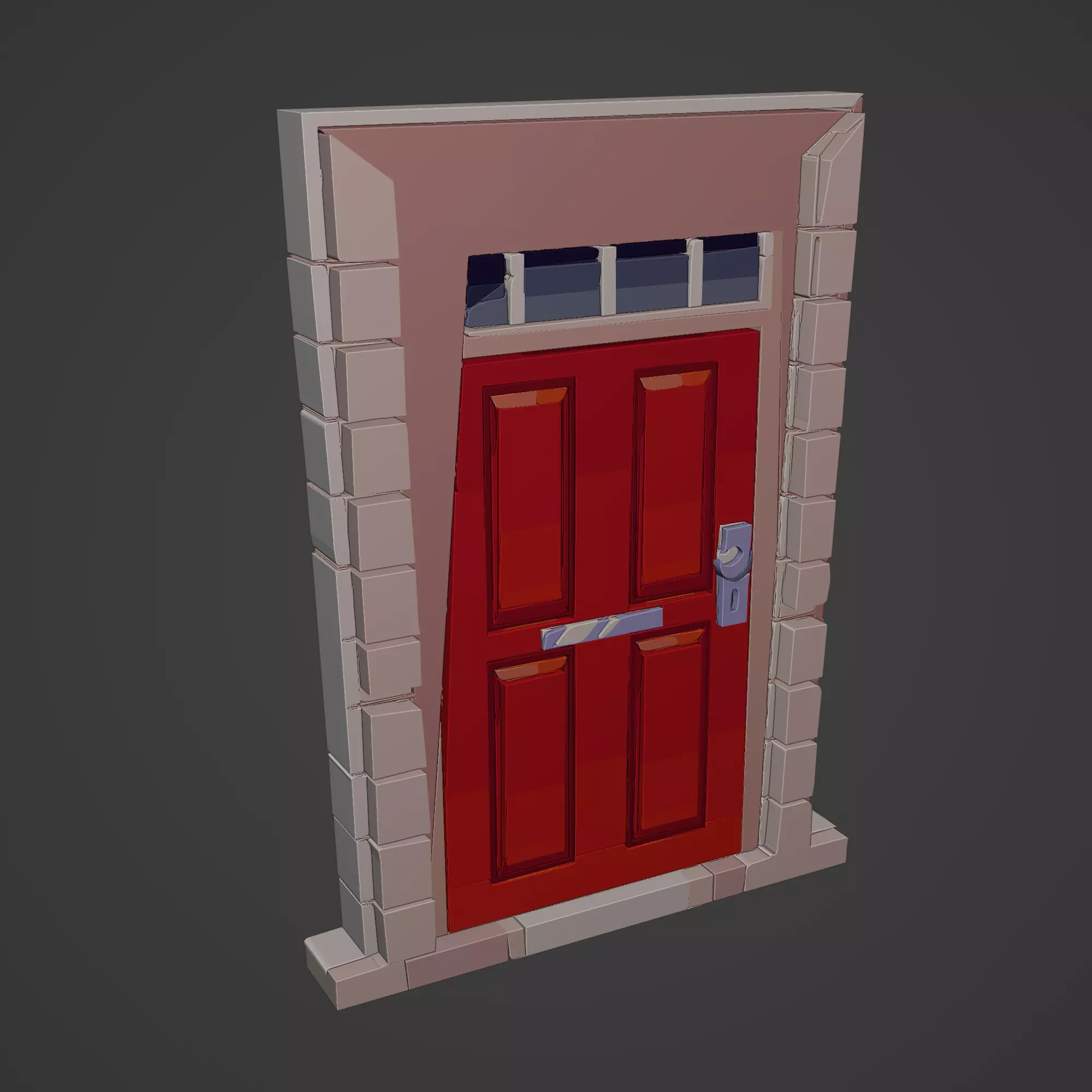 Medieval Door Low-poly 3D model_0
