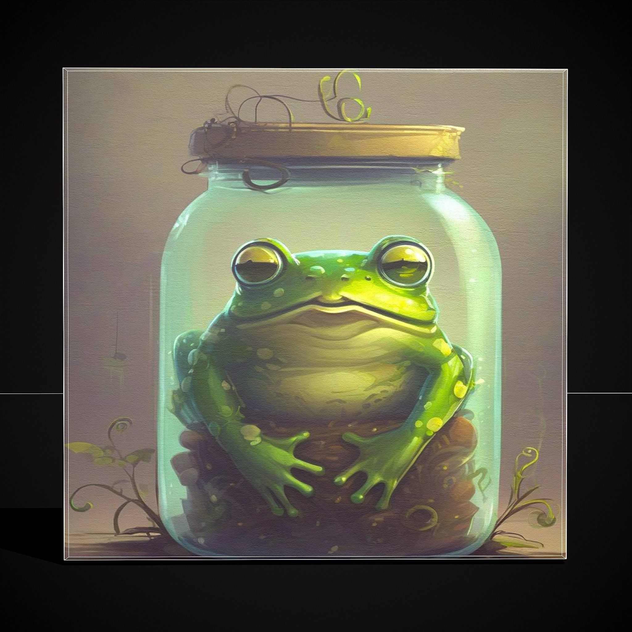 Frog in a Jar Painting Low-poly 3D model_4
