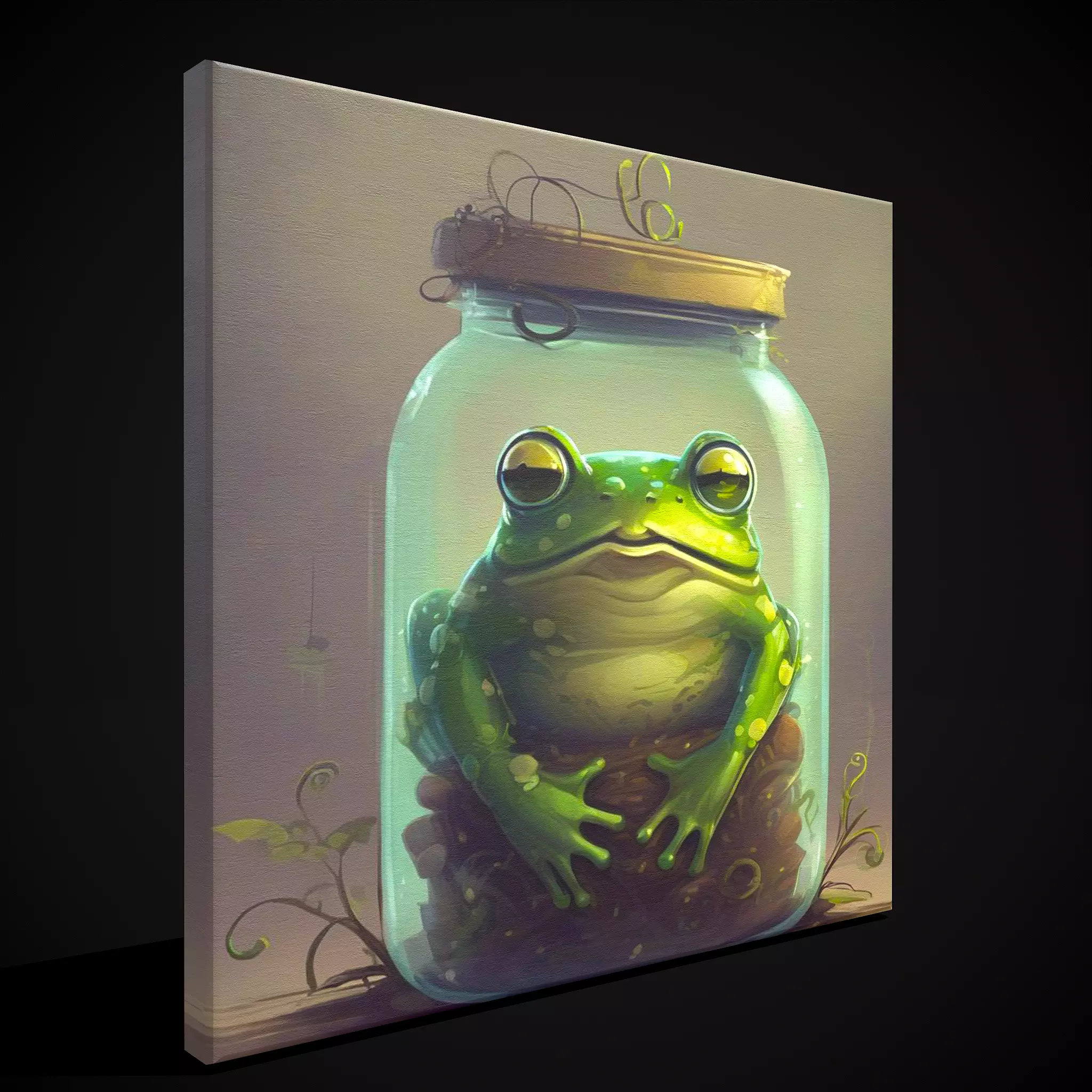 Frog in a Jar Painting Low-poly 3D model_0