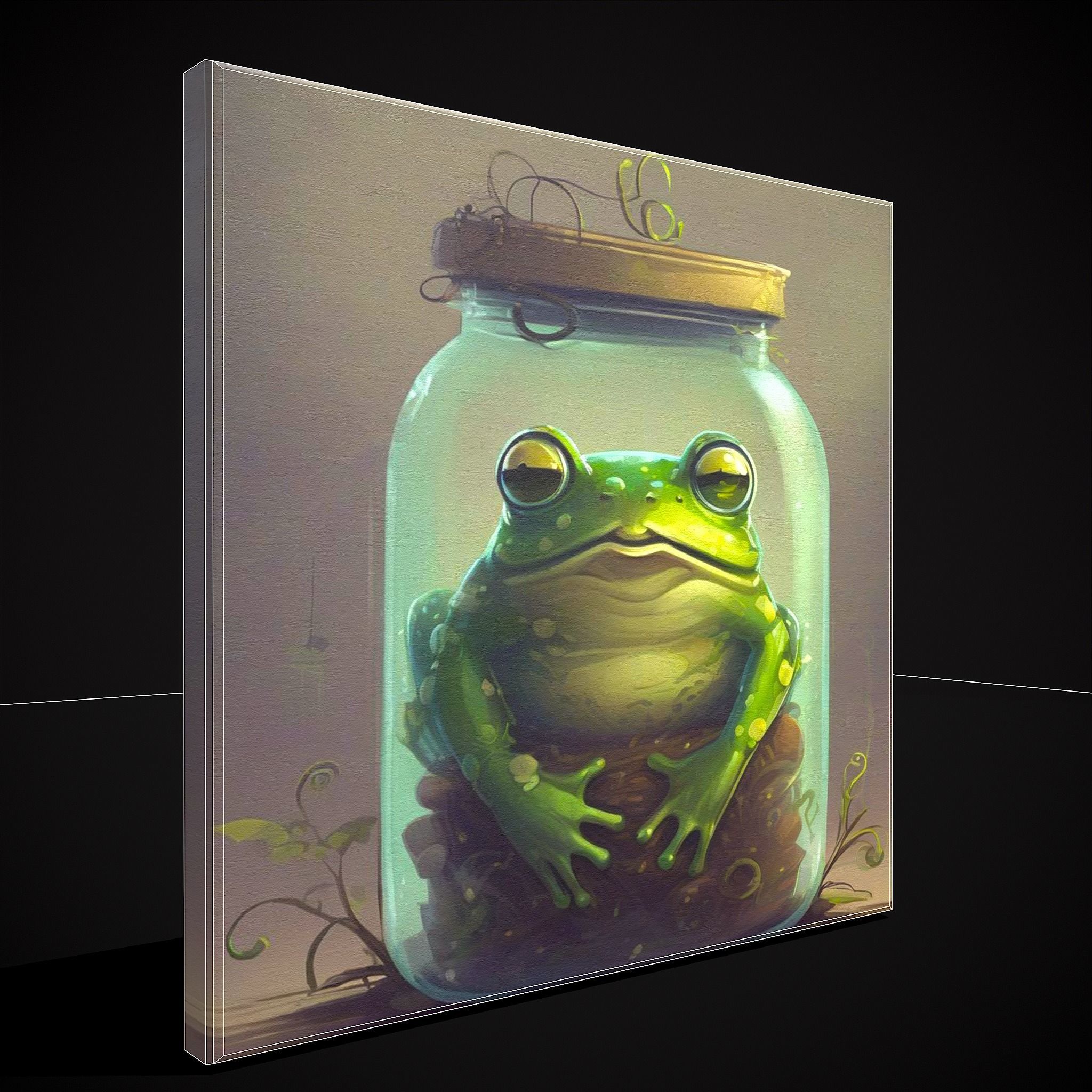 Frog in a Jar Painting Low-poly 3D model_2
