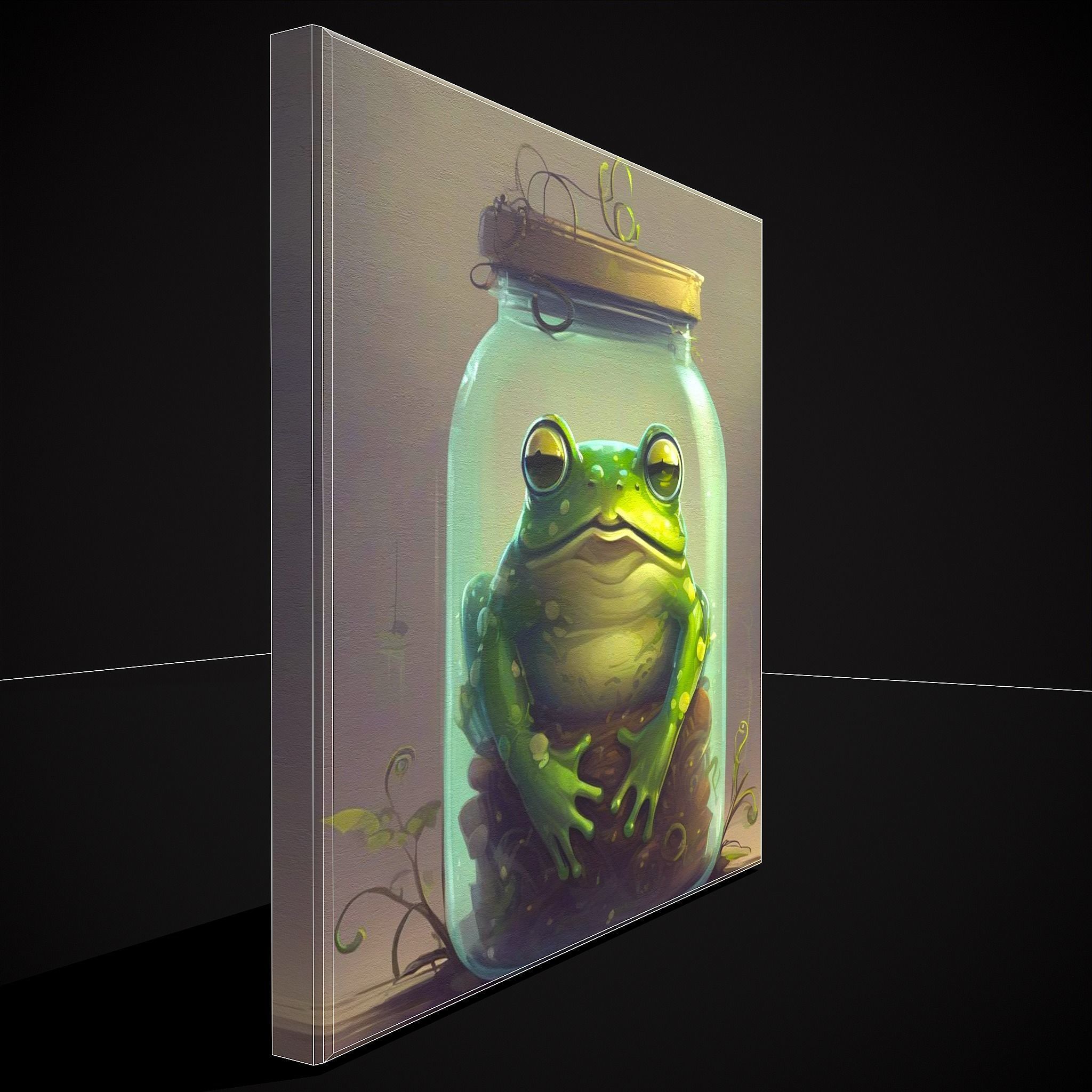 Frog in a Jar Painting Low-poly 3D model_6