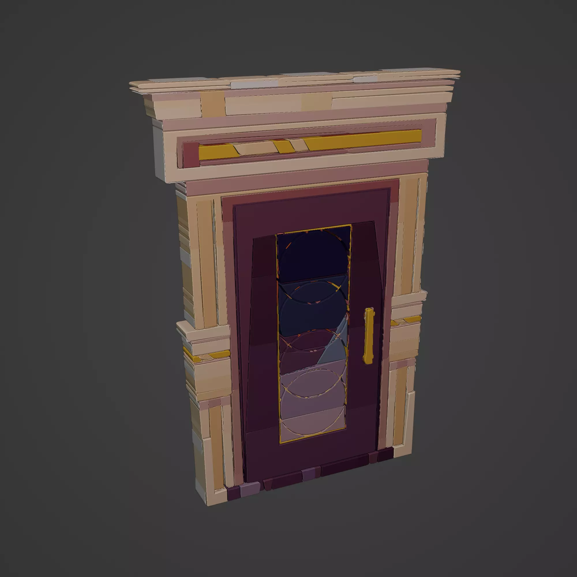 Medieval Door Low-poly 3D model_0