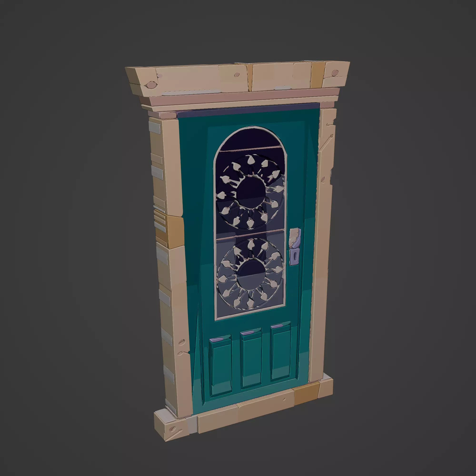 Medieval Door Low-poly 3D model_0