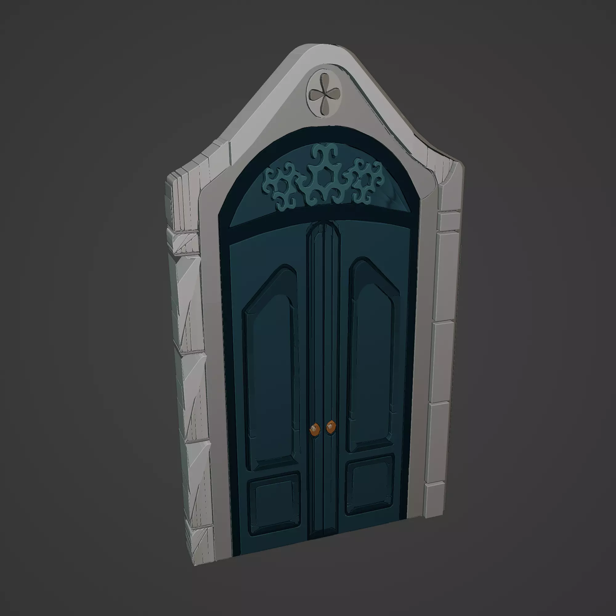 Medieval Door Low-poly 3D model_0