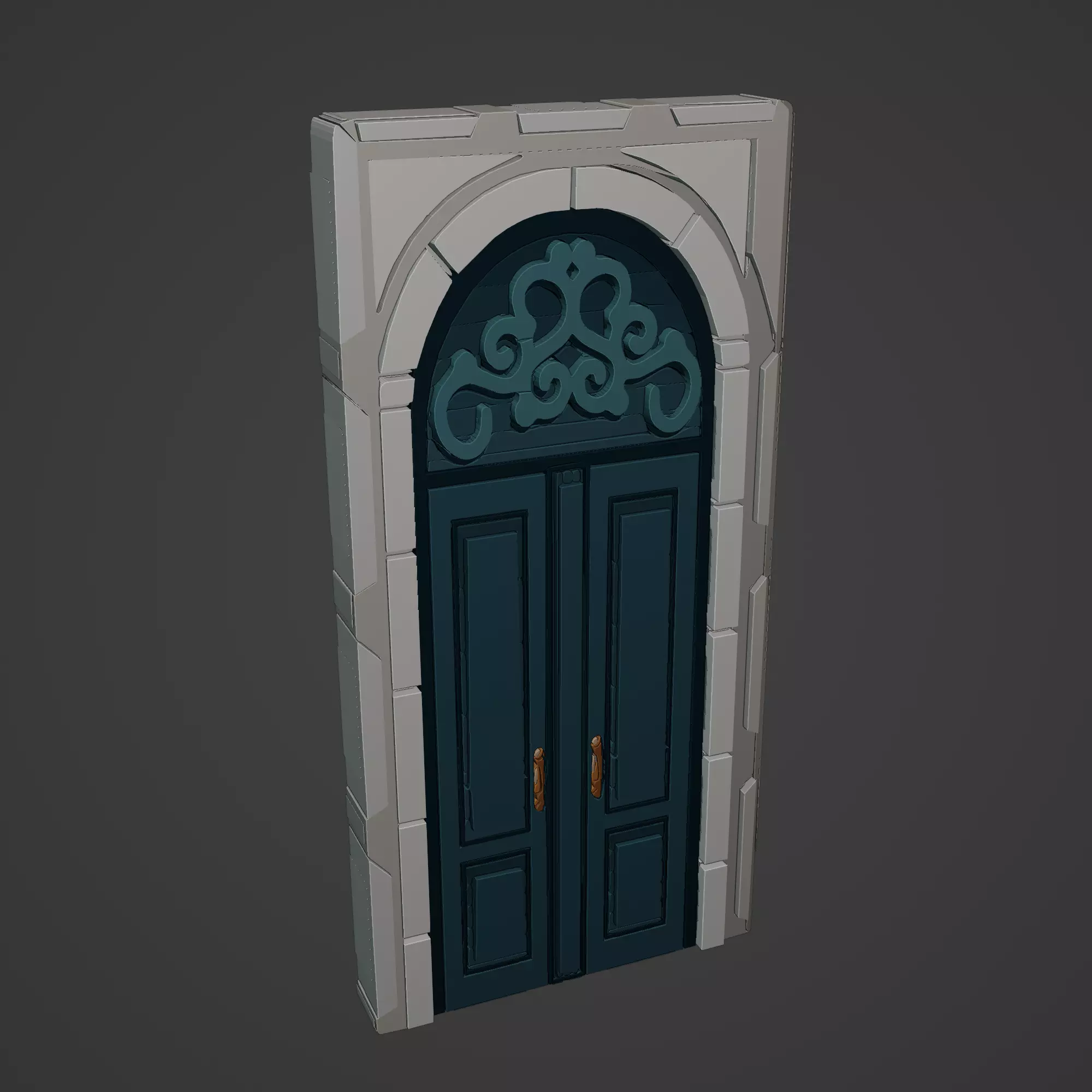 Medieval Door Low-poly 3D model_0