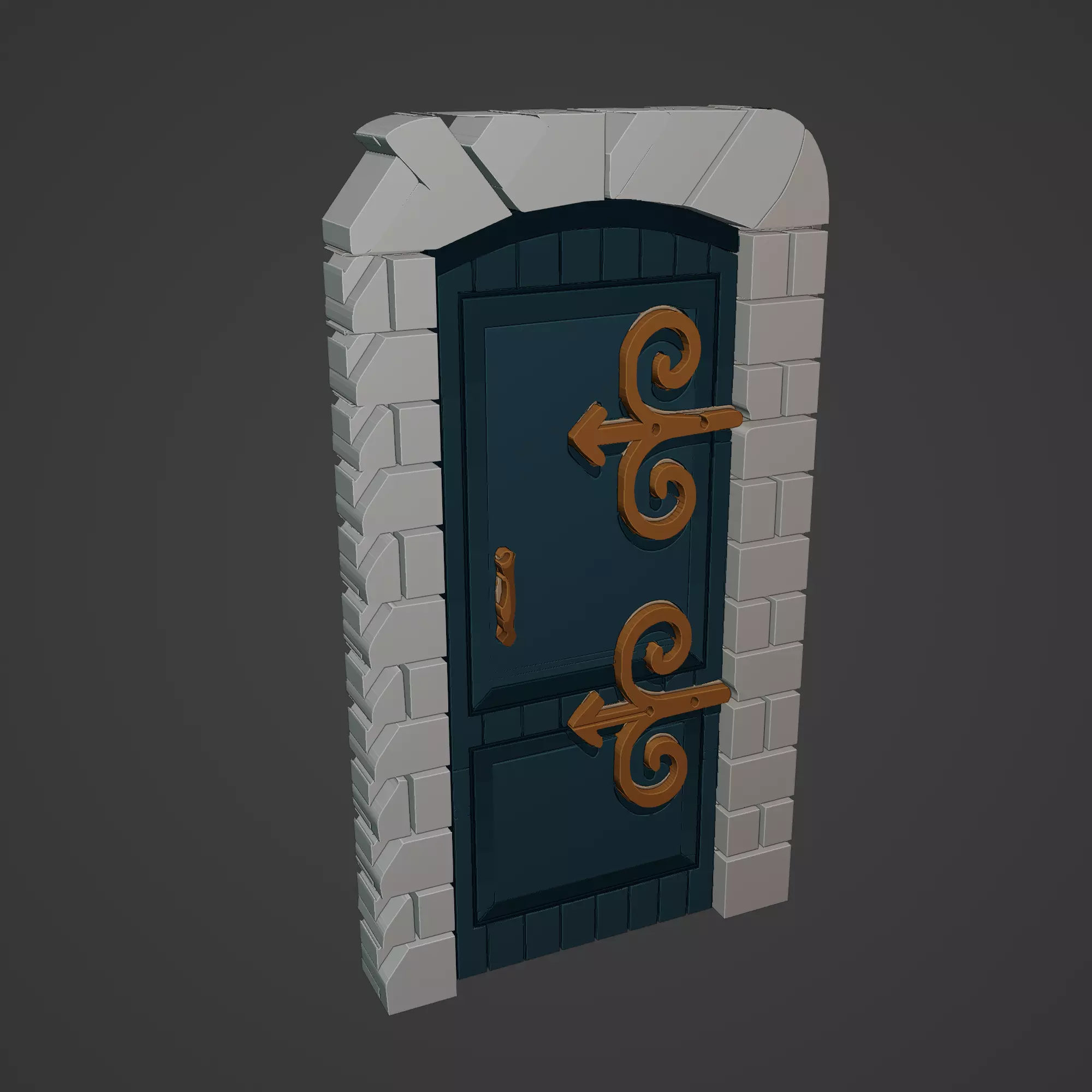 Medieval Door Low-poly 3D model_0