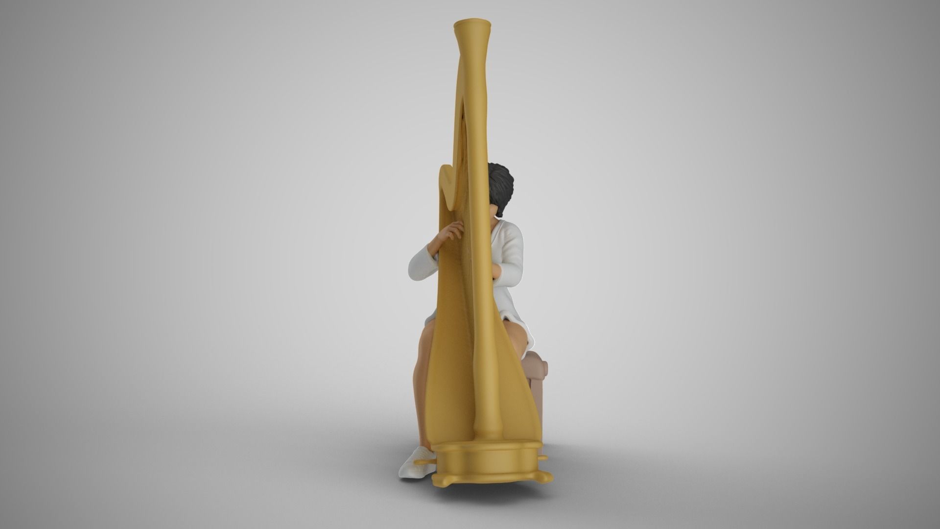 Woman Playing Harp 3D print model_15