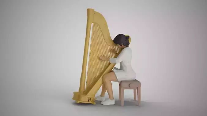 Woman Playing Harp 3D print model Woman Playing Harp 3D print model