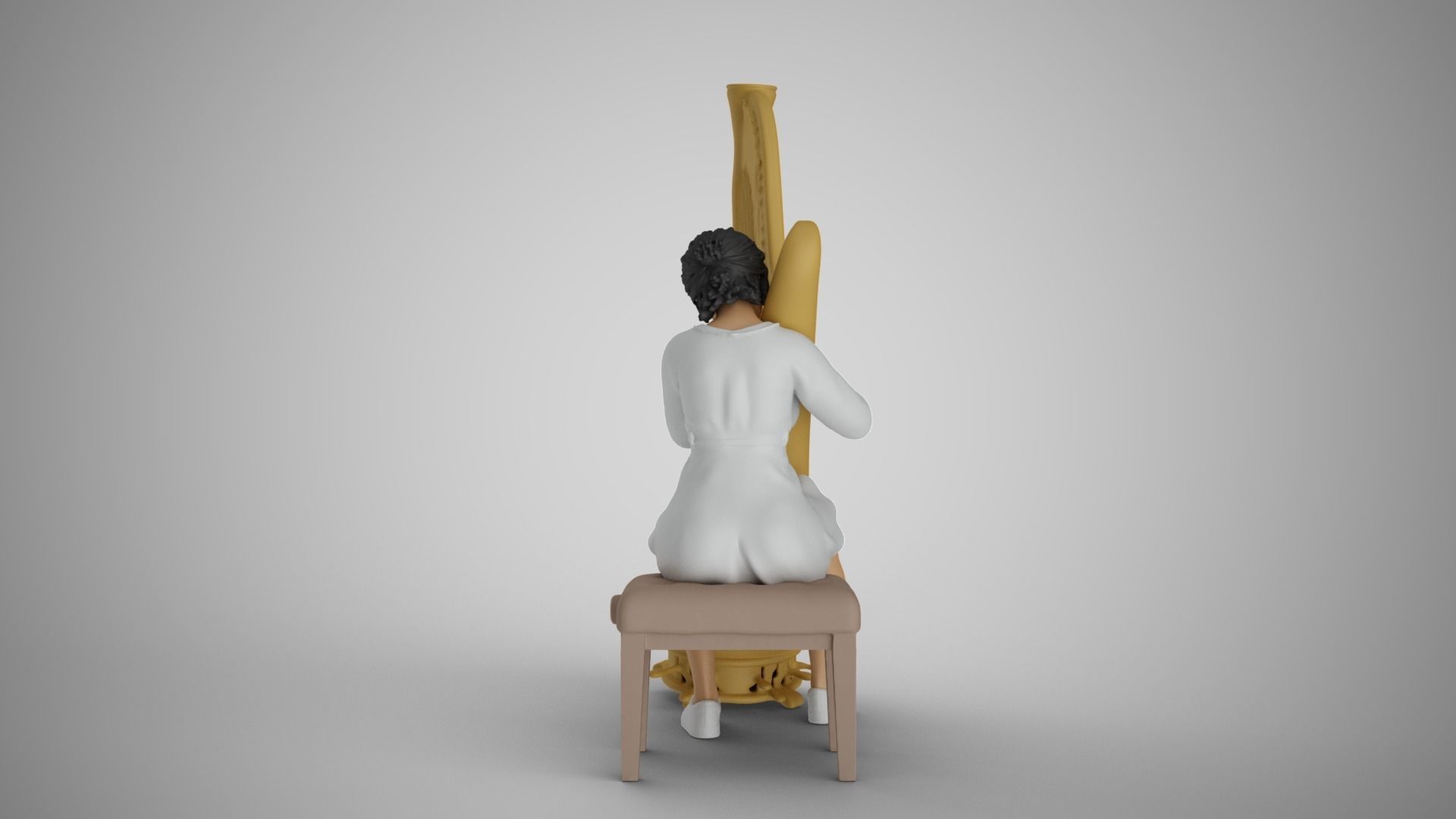 Woman Playing Harp 3D print model_14