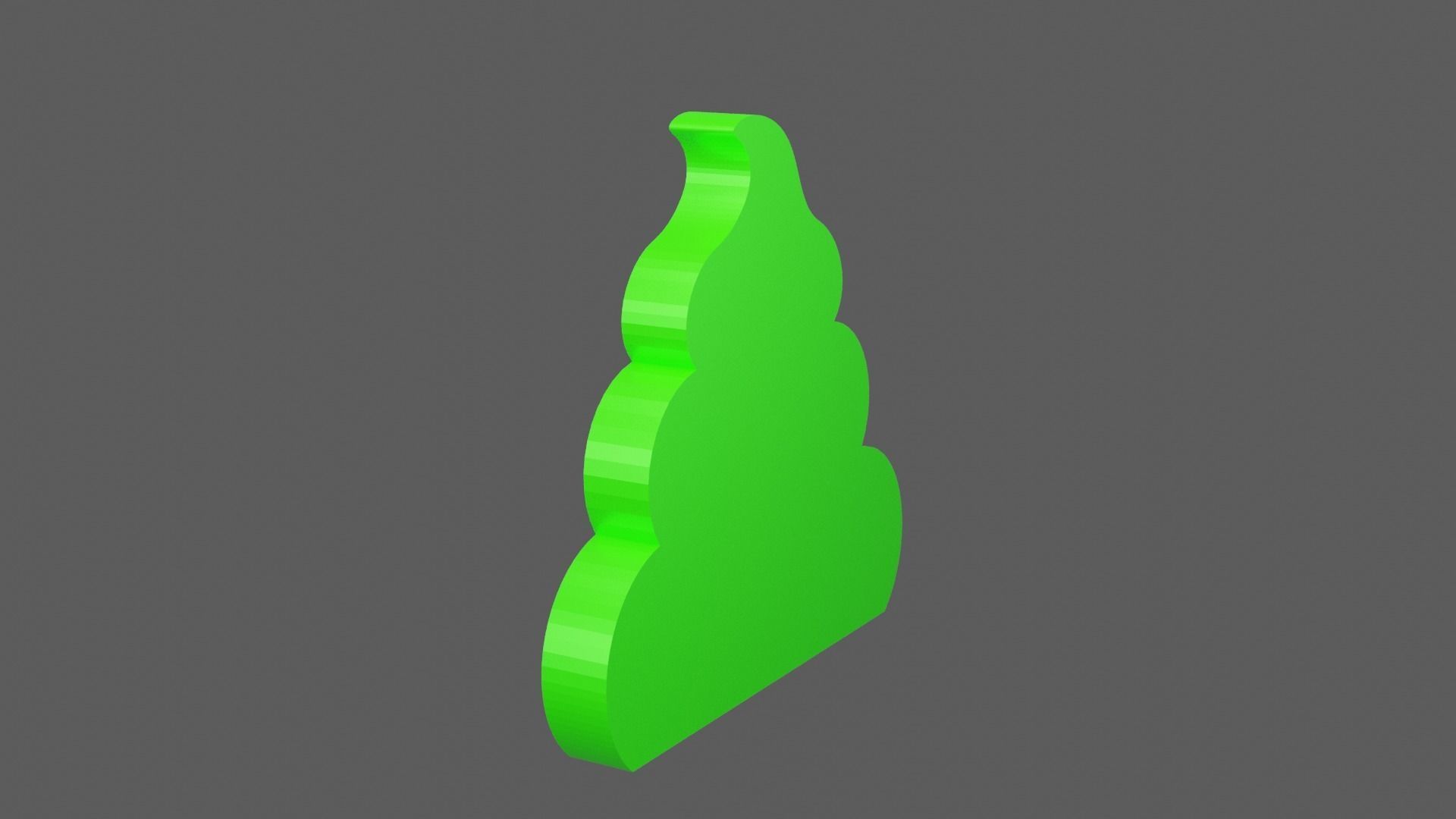 Green Poop Icon Low-poly 3D model_7