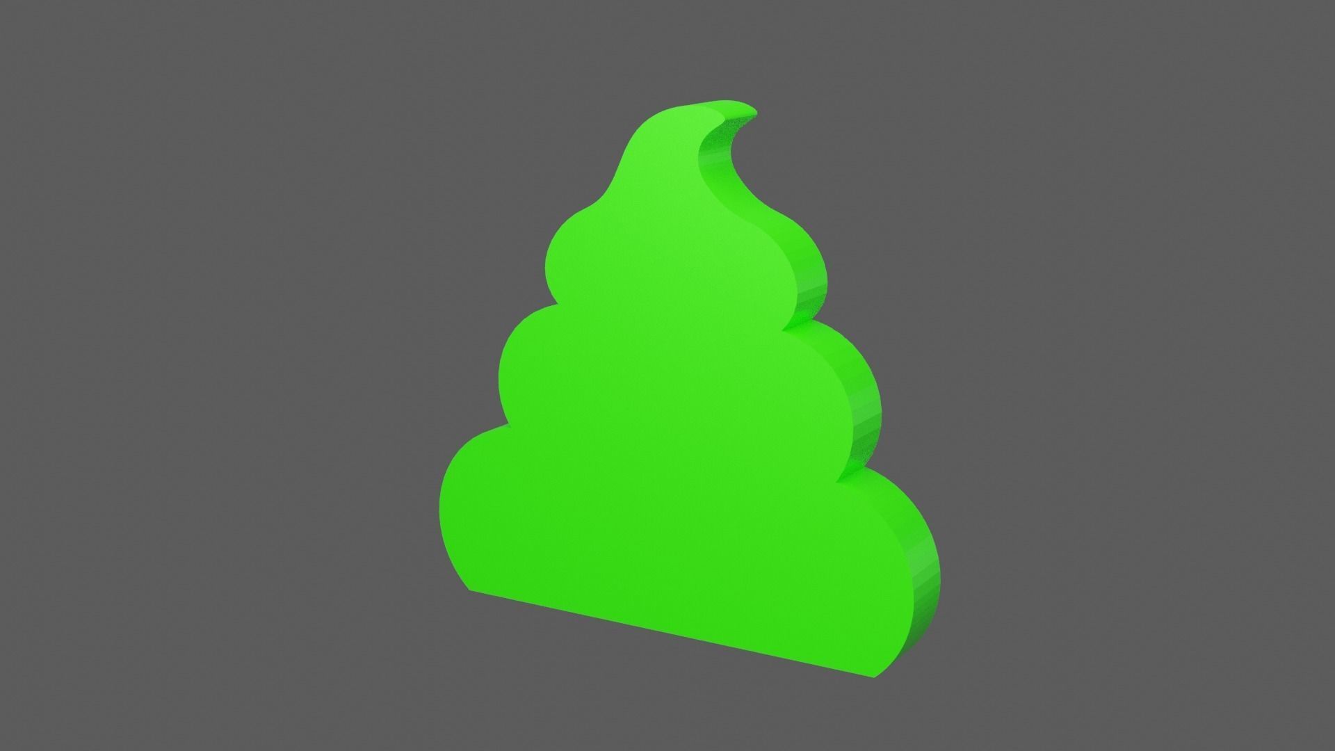 Green Poop Icon Low-poly 3D model_10