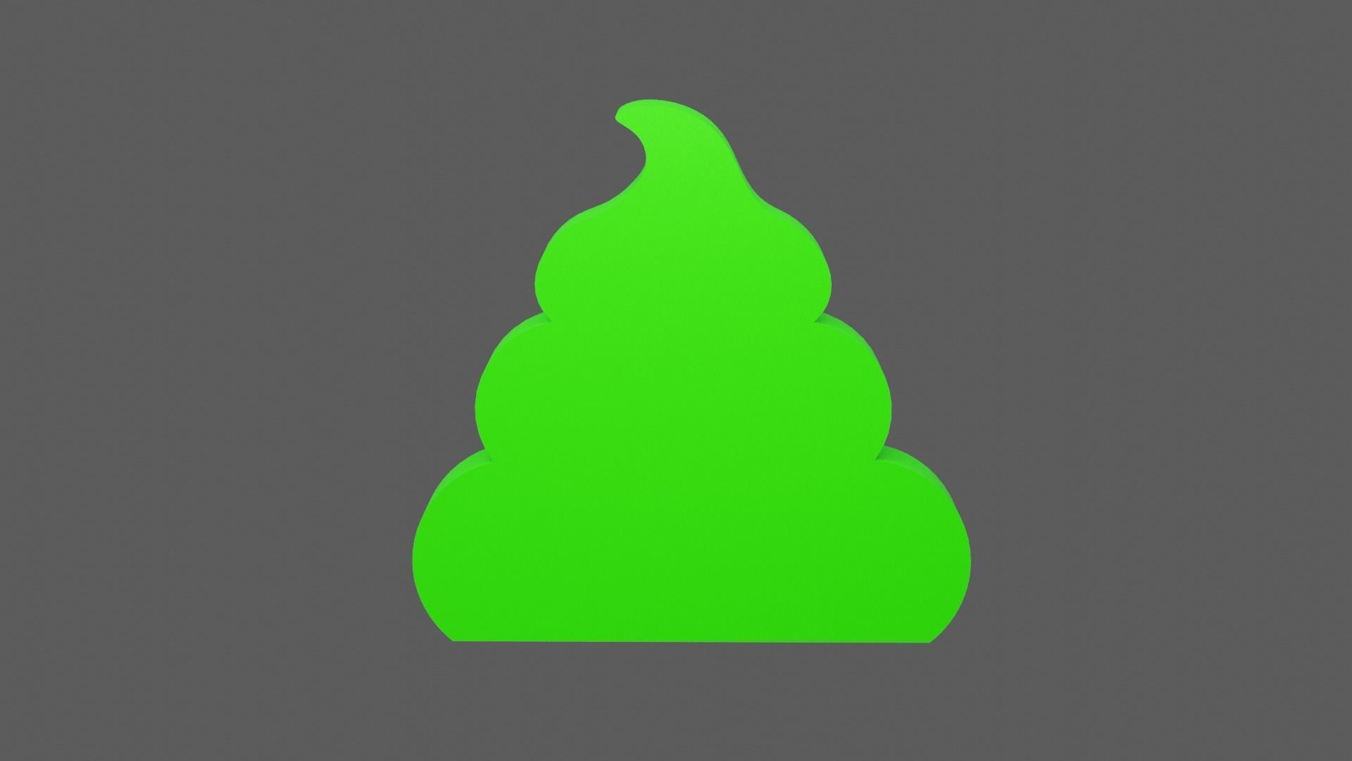 Green Poop Icon Low-poly 3D model_5