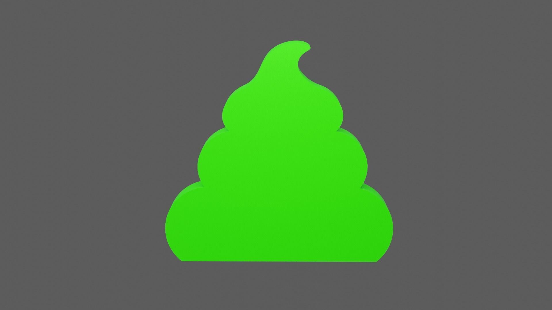Green Poop Icon Low-poly 3D model_11