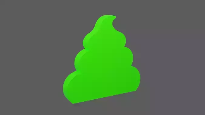 Green Poop Icon Low-poly 3D model