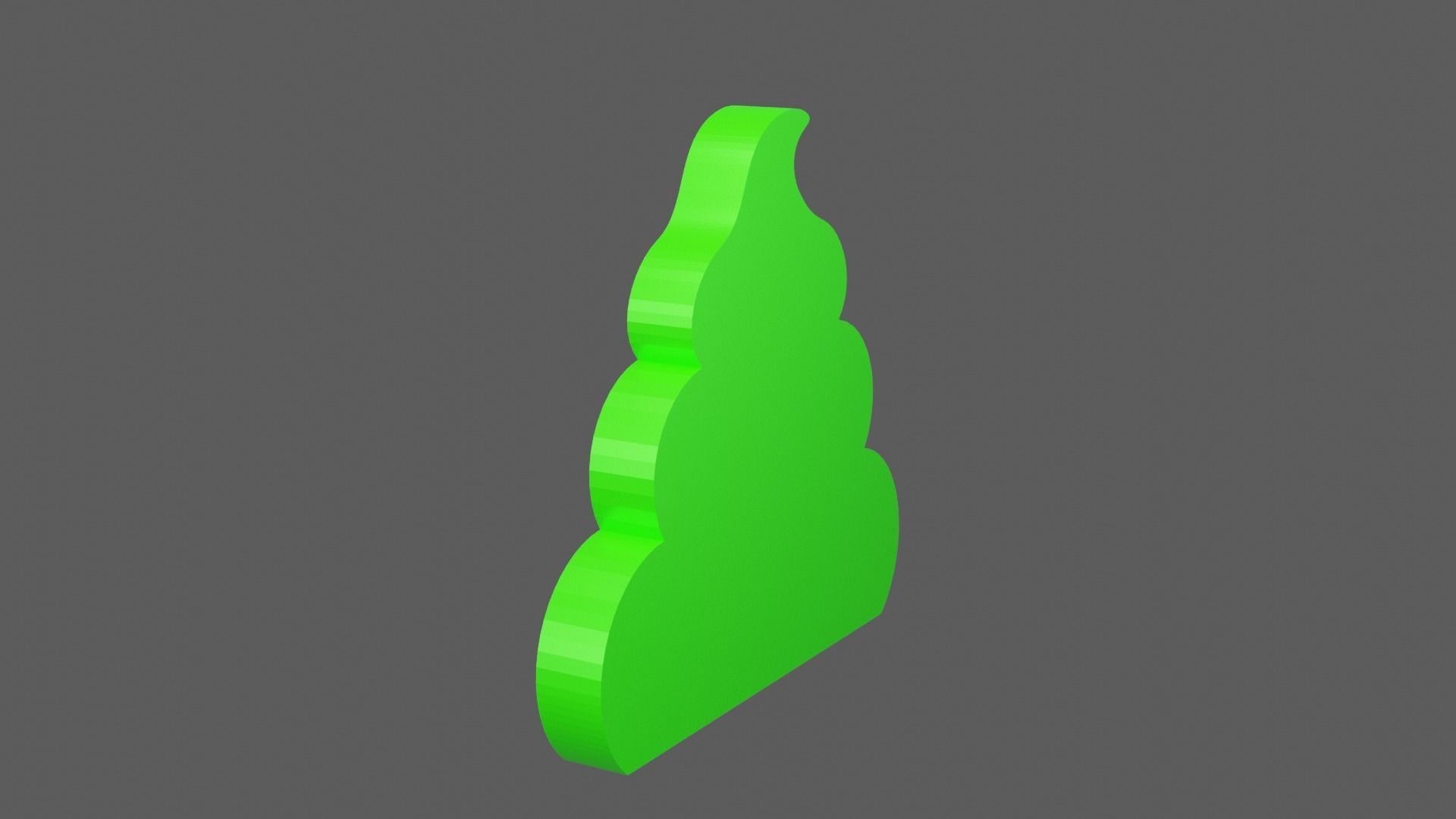 Green Poop Icon Low-poly 3D model_1