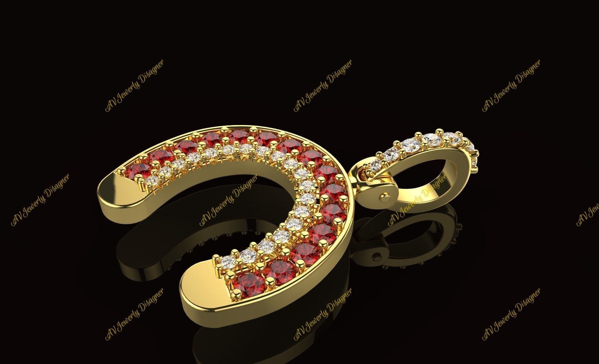 AV Designe 241  Horseshoe Pendant 3D print model_2