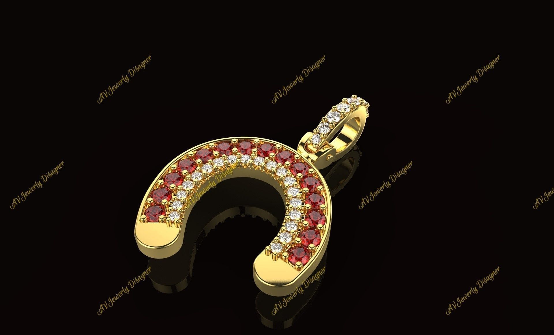 AV Designe 241  Horseshoe Pendant 3D print model_1