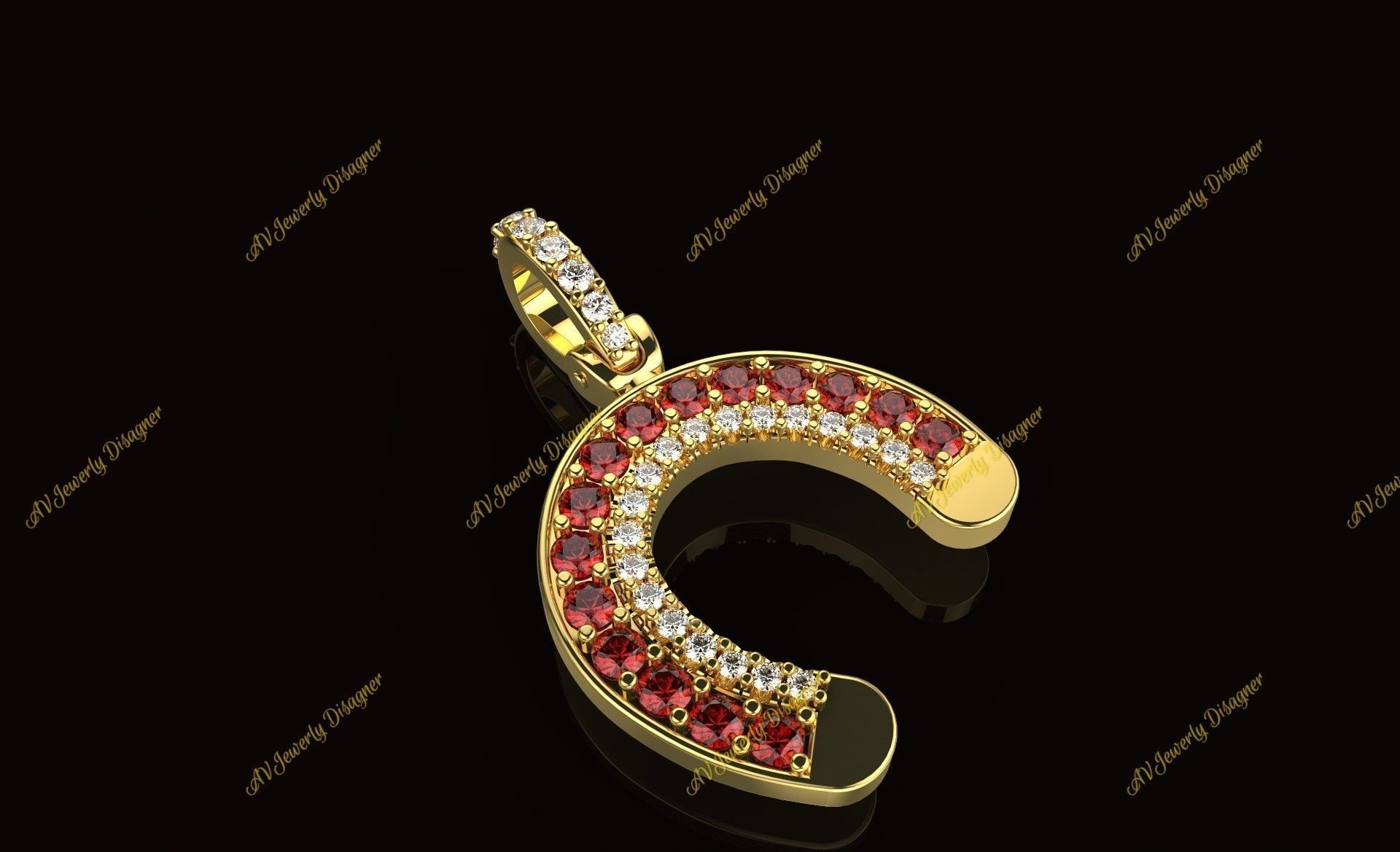 AV Designe 241  Horseshoe Pendant 3D print model_3