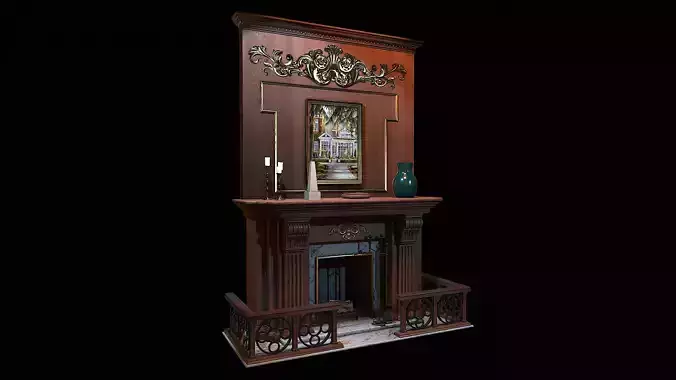 Wooden Study Fireplace 