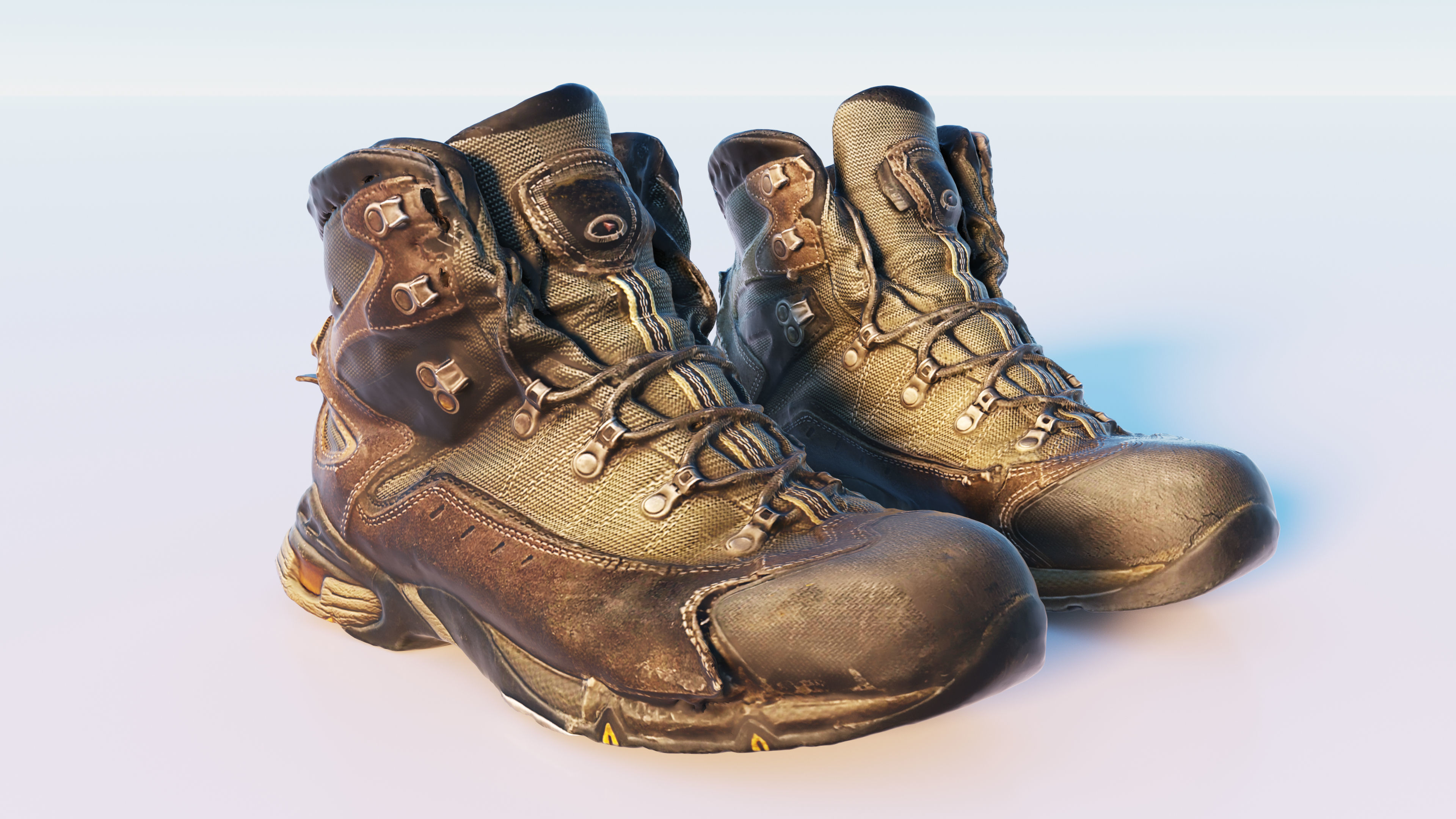 Old Hiking Boots 3D model_2