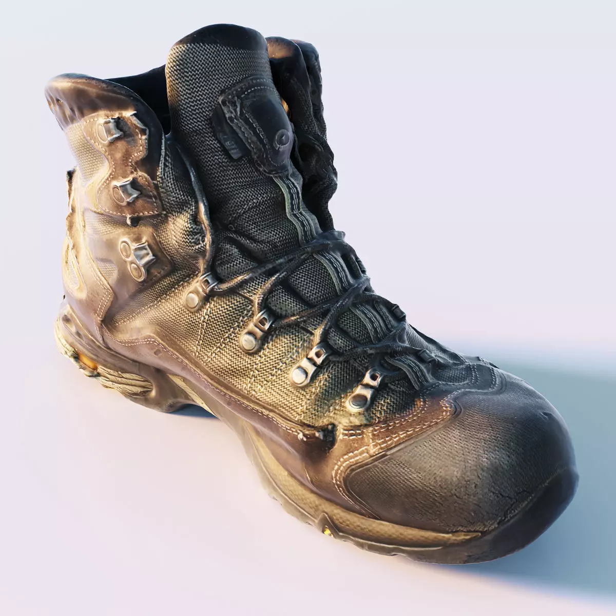 Old Hiking Boots 3D model_0