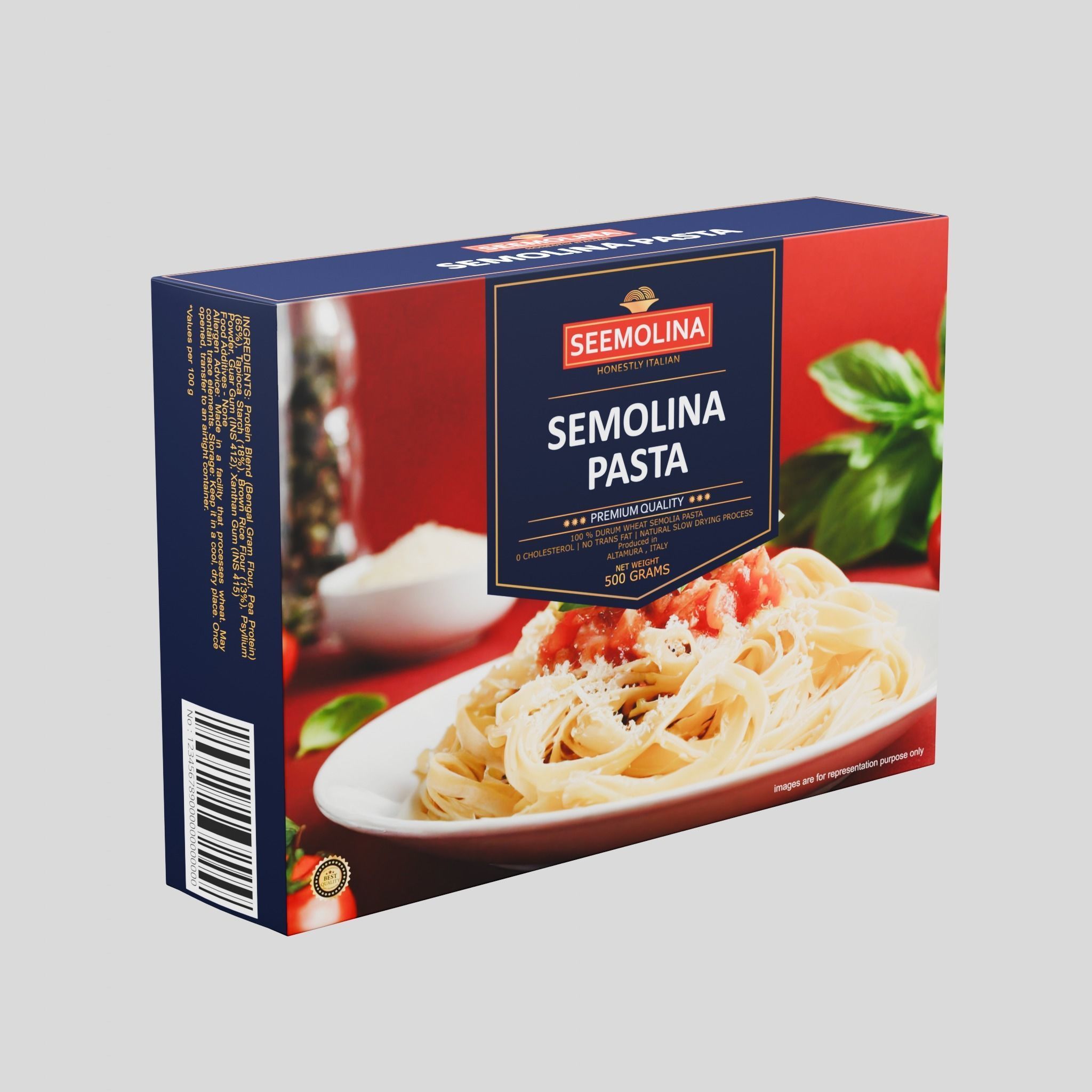 Semolina Pasta Box Low-poly 3D model_3