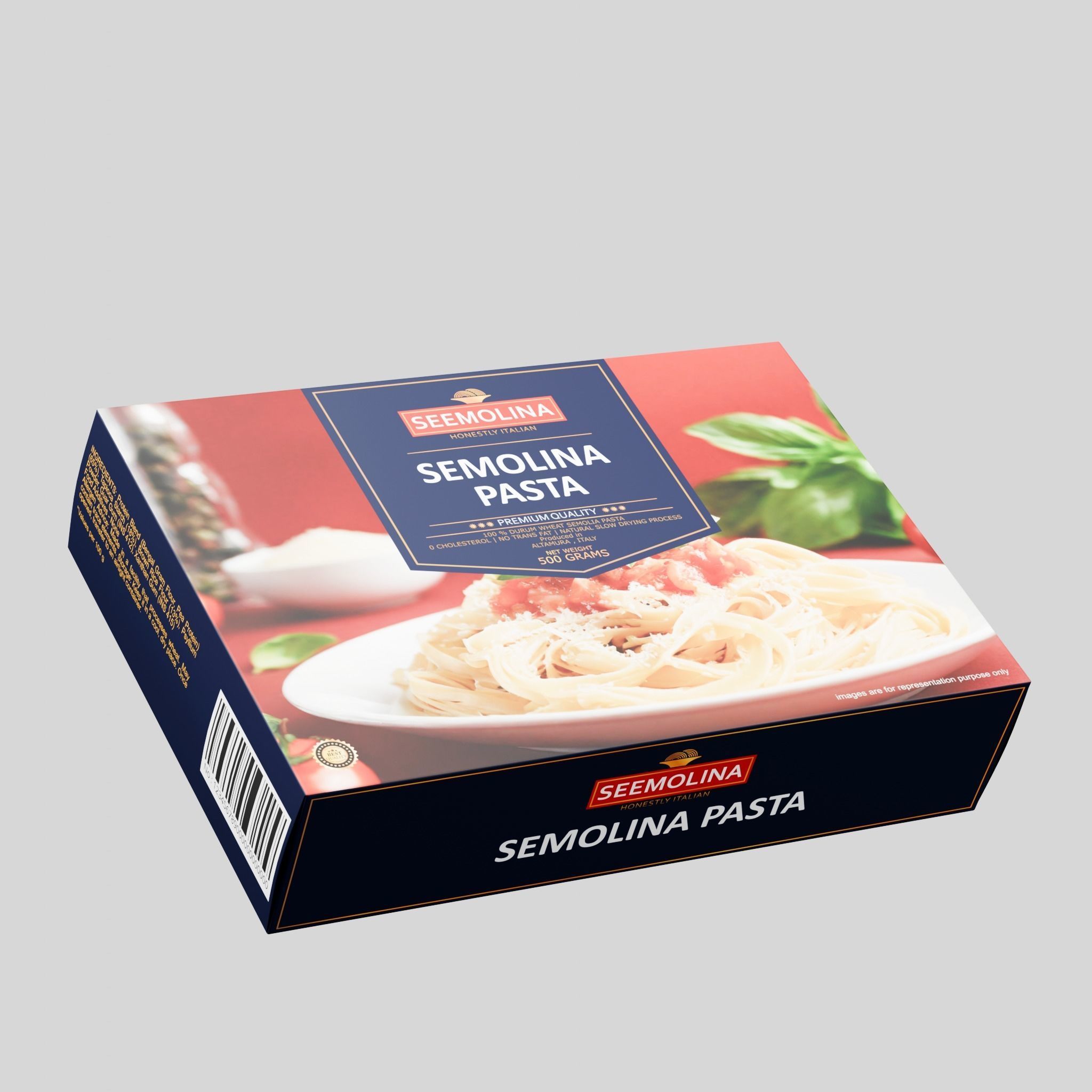 Semolina Pasta Box Low-poly 3D model_1